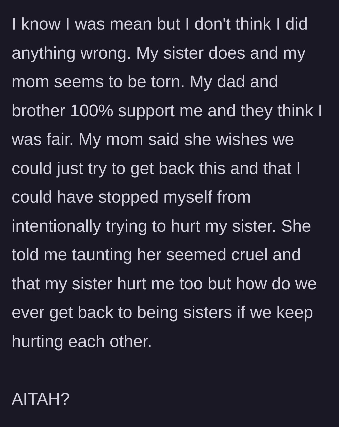 Story part 5 - The family is divided, with the dad and brother supporting the author, while the mom pleads for reconciliation and peace.