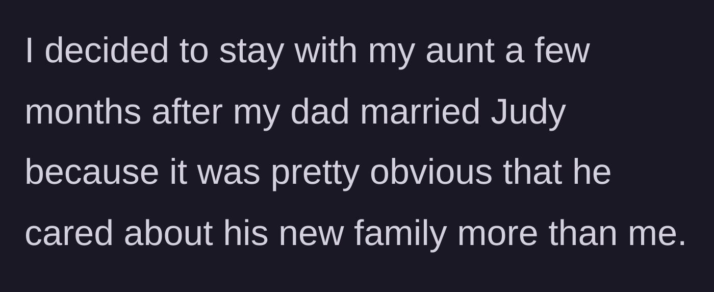 Story part 3 - Recognizing she has been replaced, the young girl makes the difficult choice to leave her father's house and move in with her aunt.