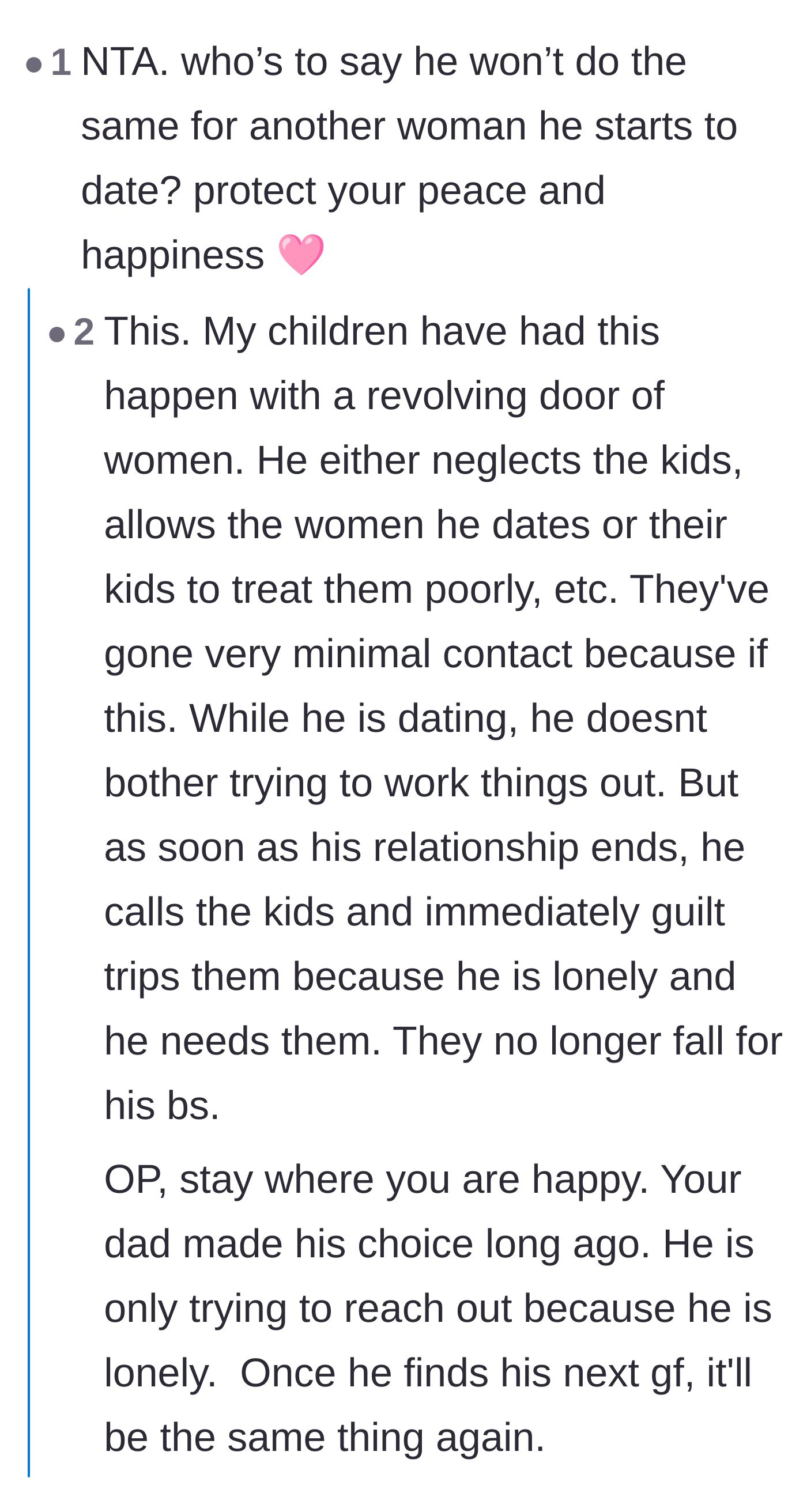 Comment thread 6 - Warning that this pattern of abandonment will likely repeat itself the moment the father enters a new romantic relationship.