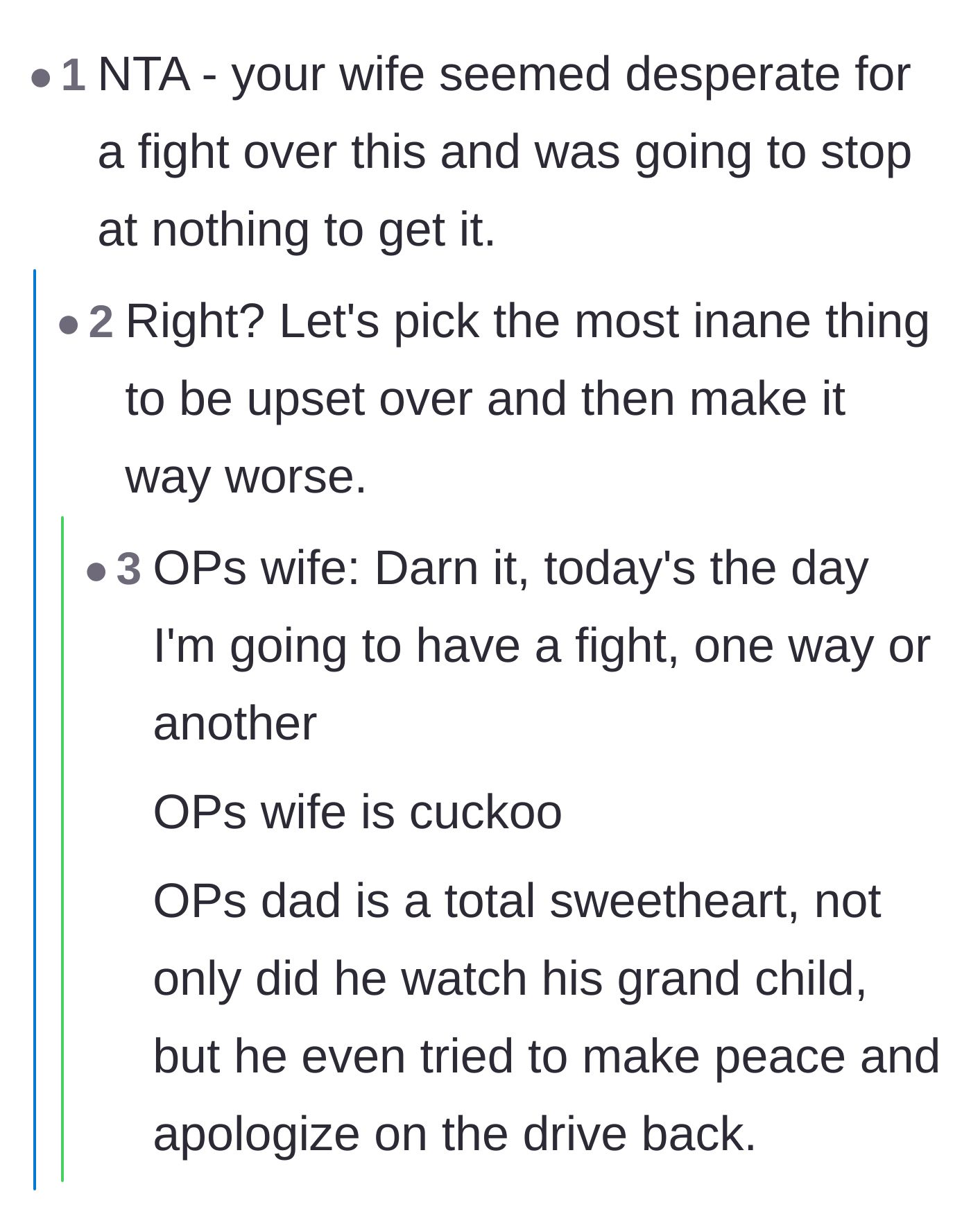 Comment thread 6 - Concluding that the wife was determined to pick a fight regardless of the actual circumstances