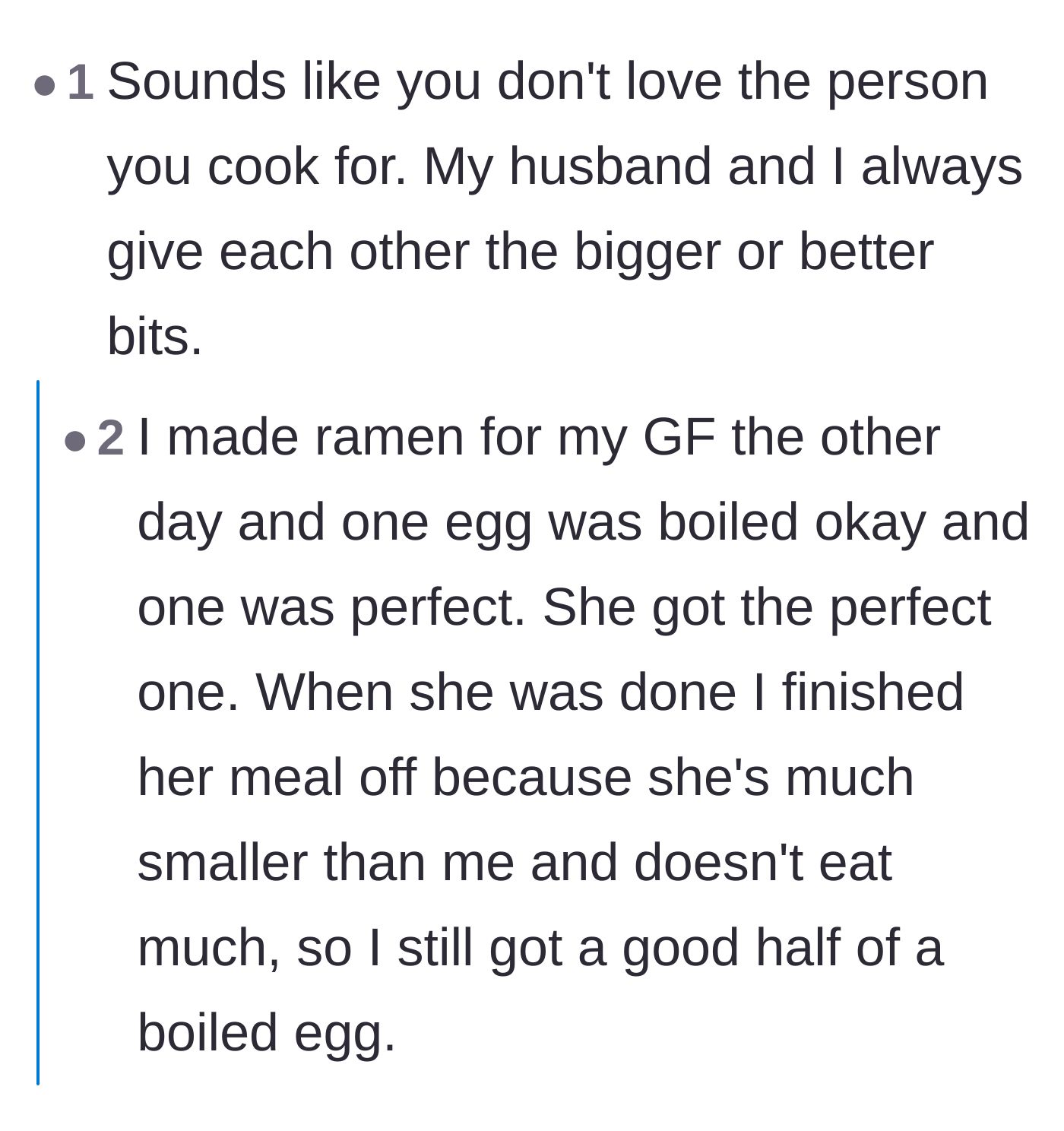 Comment thread 5 - A debate over whether the food hoarding stems from a lack of love or pure exhaustion from carrying the household mental load.