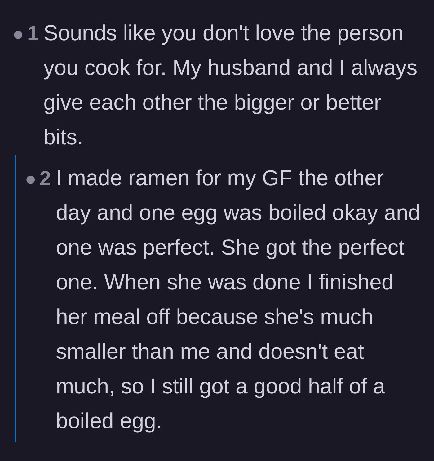Comment thread 5 - A debate over whether the food hoarding stems from a lack of love or pure exhaustion from carrying the household mental load.