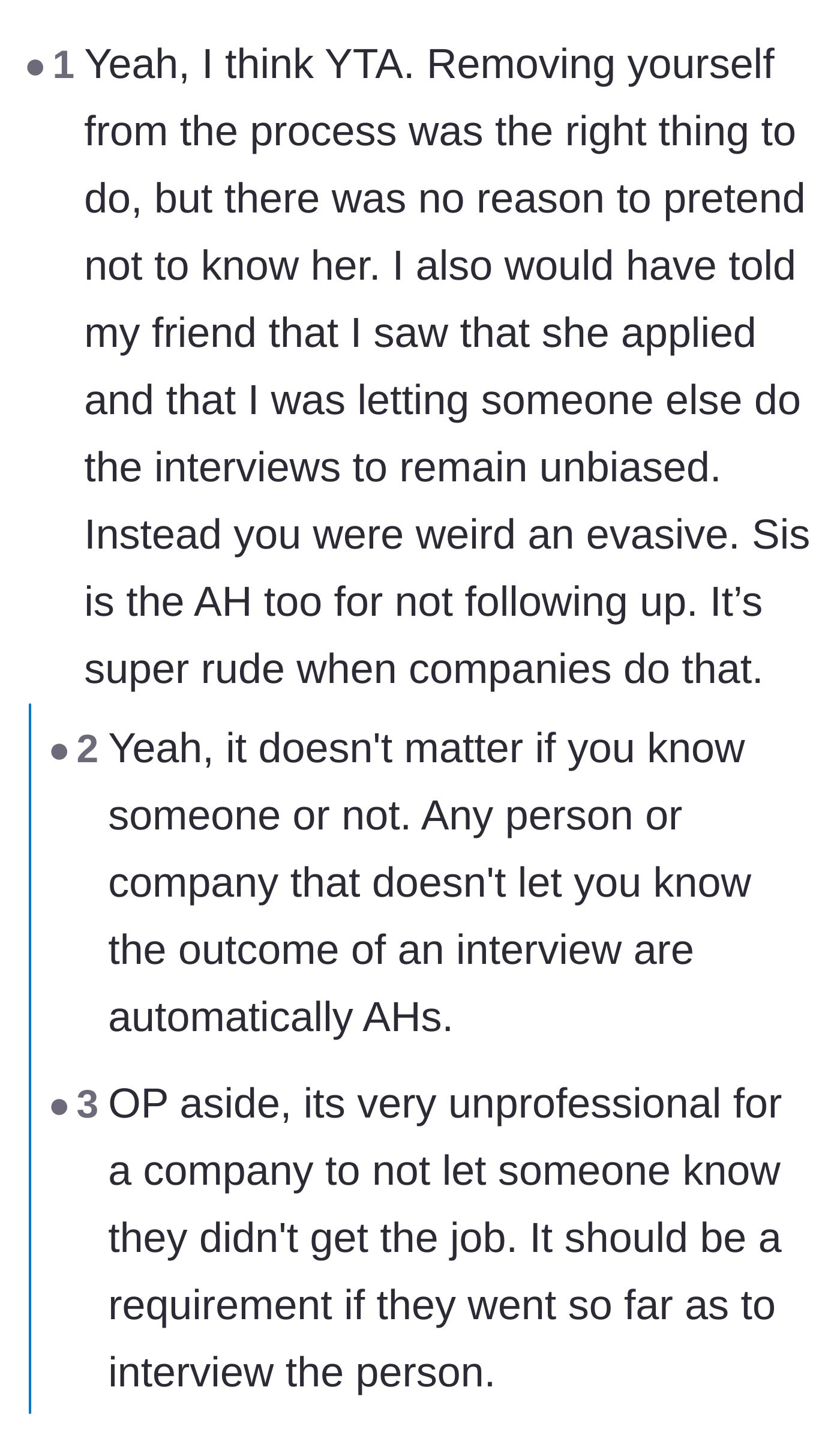 Comment thread 1 - Debate about whether standard corporate ghosting is an acceptable excuse for ignoring a friend's partner.