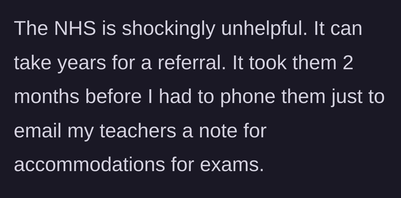 Story part 8 - She details the long wait times and unhelpful nature of the healthcare system regarding her medical needs and school accommodations.