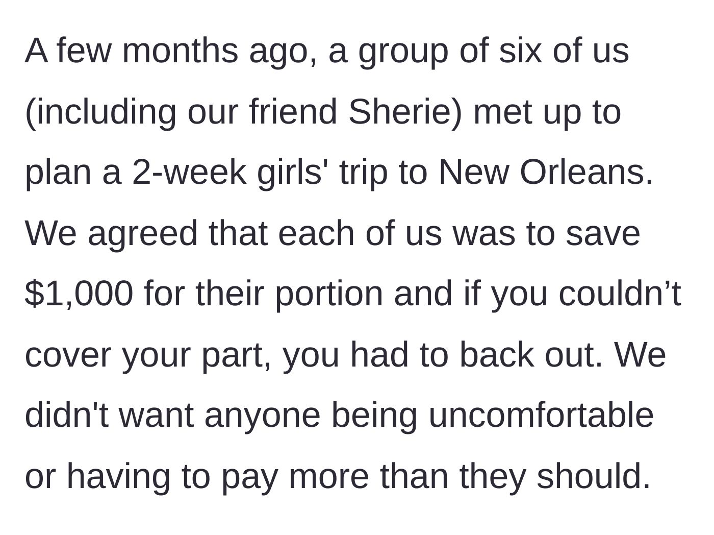 Story part 2 - Planning a group trip to New Orleans with a strict budget boundary.