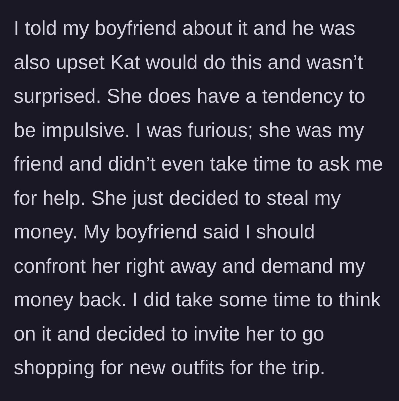 Story part 5 - Planning a tactical confrontation by inviting the thief shopping.