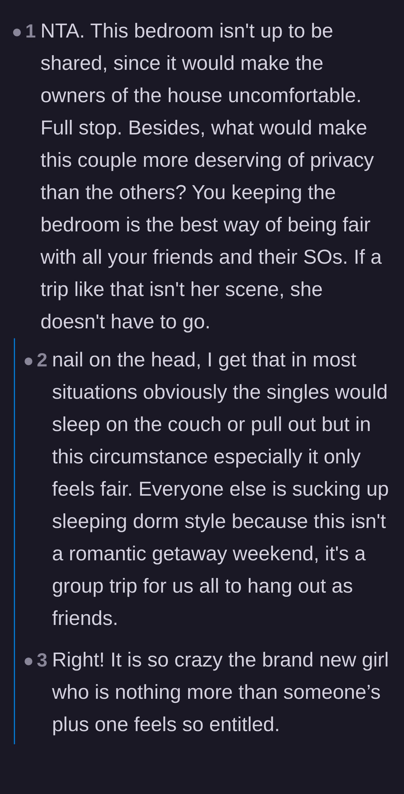 Comment thread 3 - A deep dive into the unfair expectation that single travelers should accept subpar sleeping arrangements to accommodate couples.