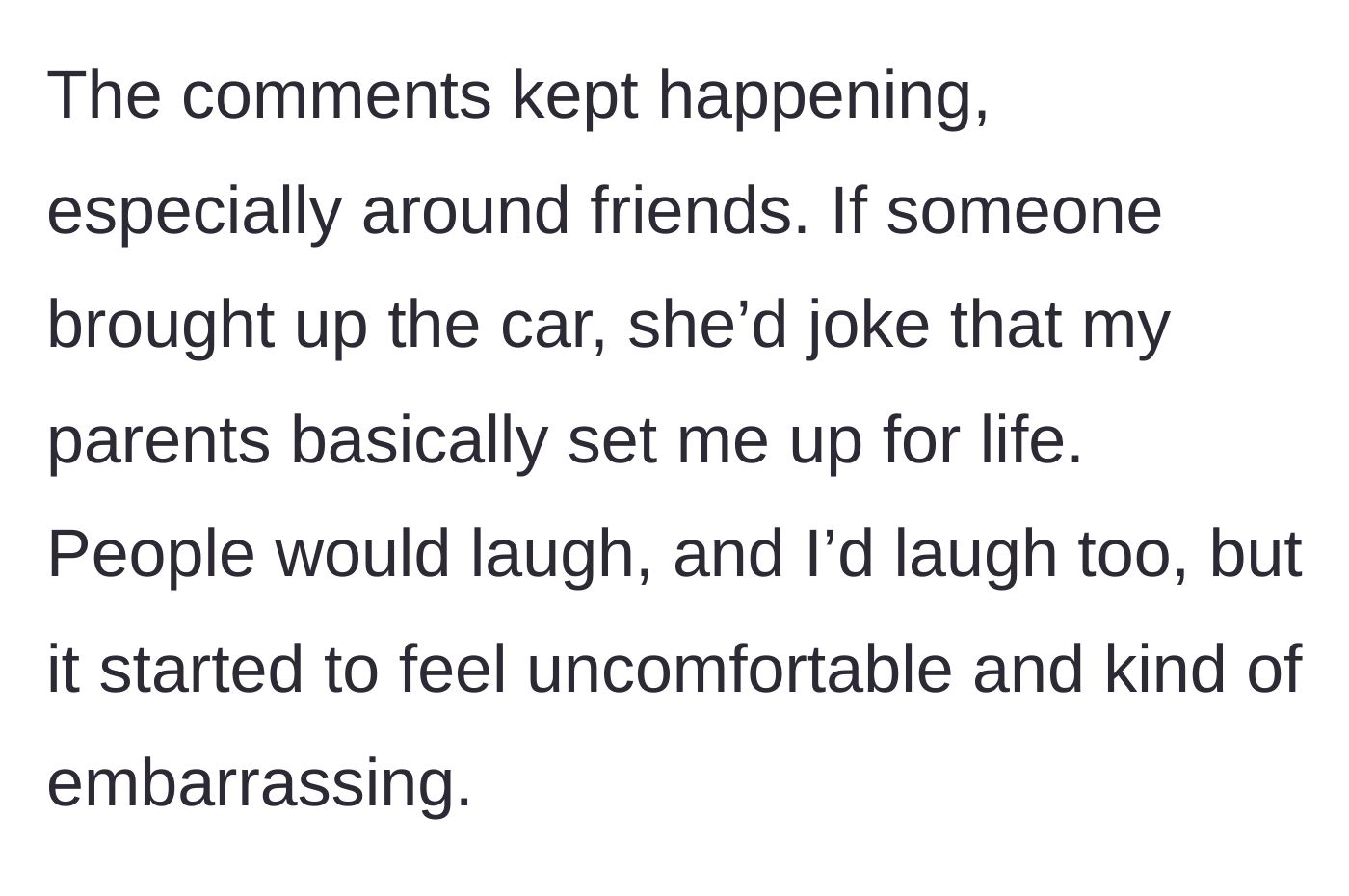 Story part 3 - The girlfriend escalates her passive-aggressive jokes in front of their friend group, causing embarrassment.