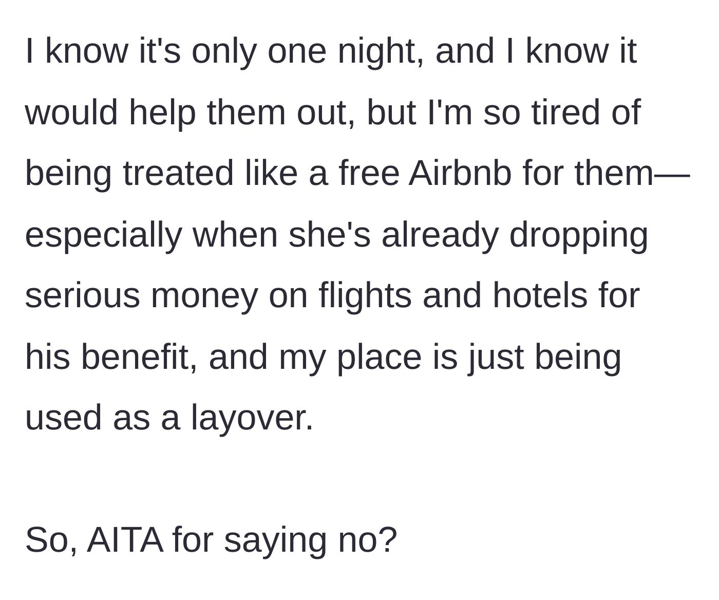 Story part 6 - The final reflection on refusing to be used as a free layover for the golden child's benefit.