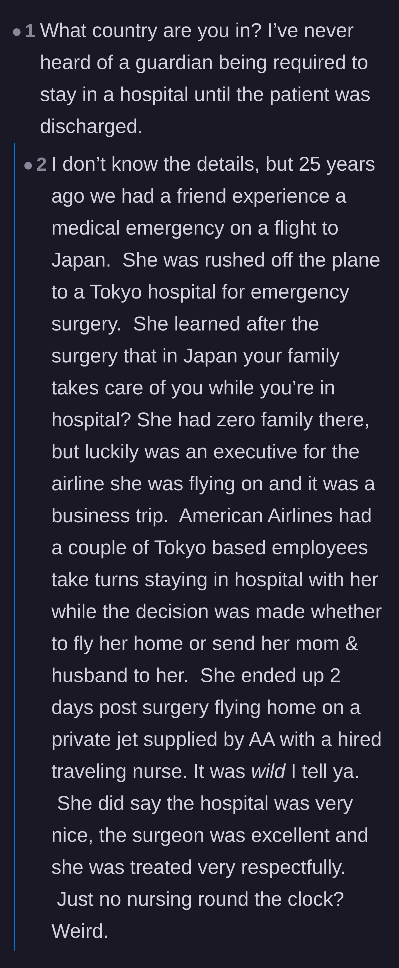 Comment thread 1 - Readers question the hospital's guardian policy and urge the son not to sacrifice his college education for his parents' choices.