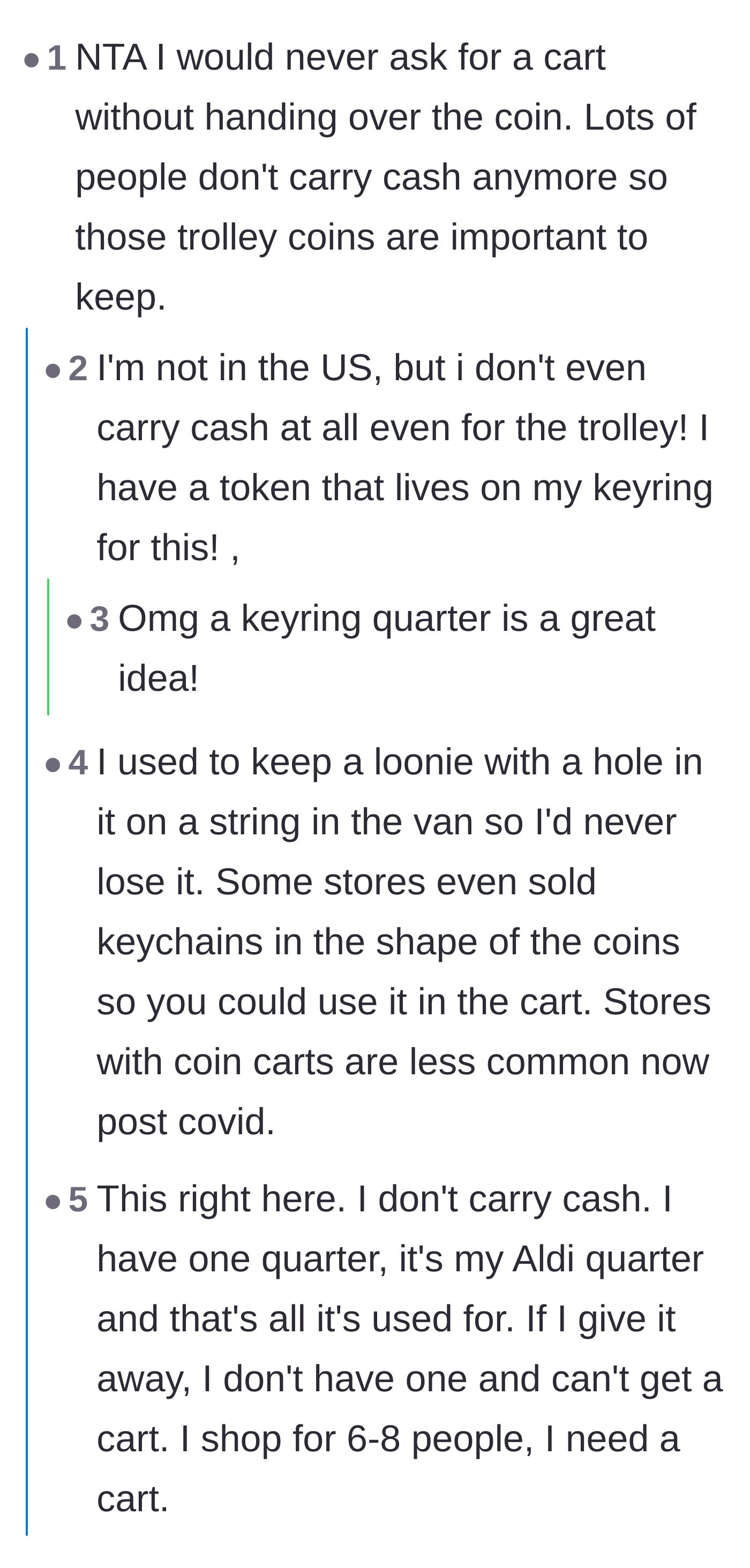 Comment thread 2 - Commenters sharing alternatives to coins, like keychain tokens, and European users laughing at the novelty of the debate.