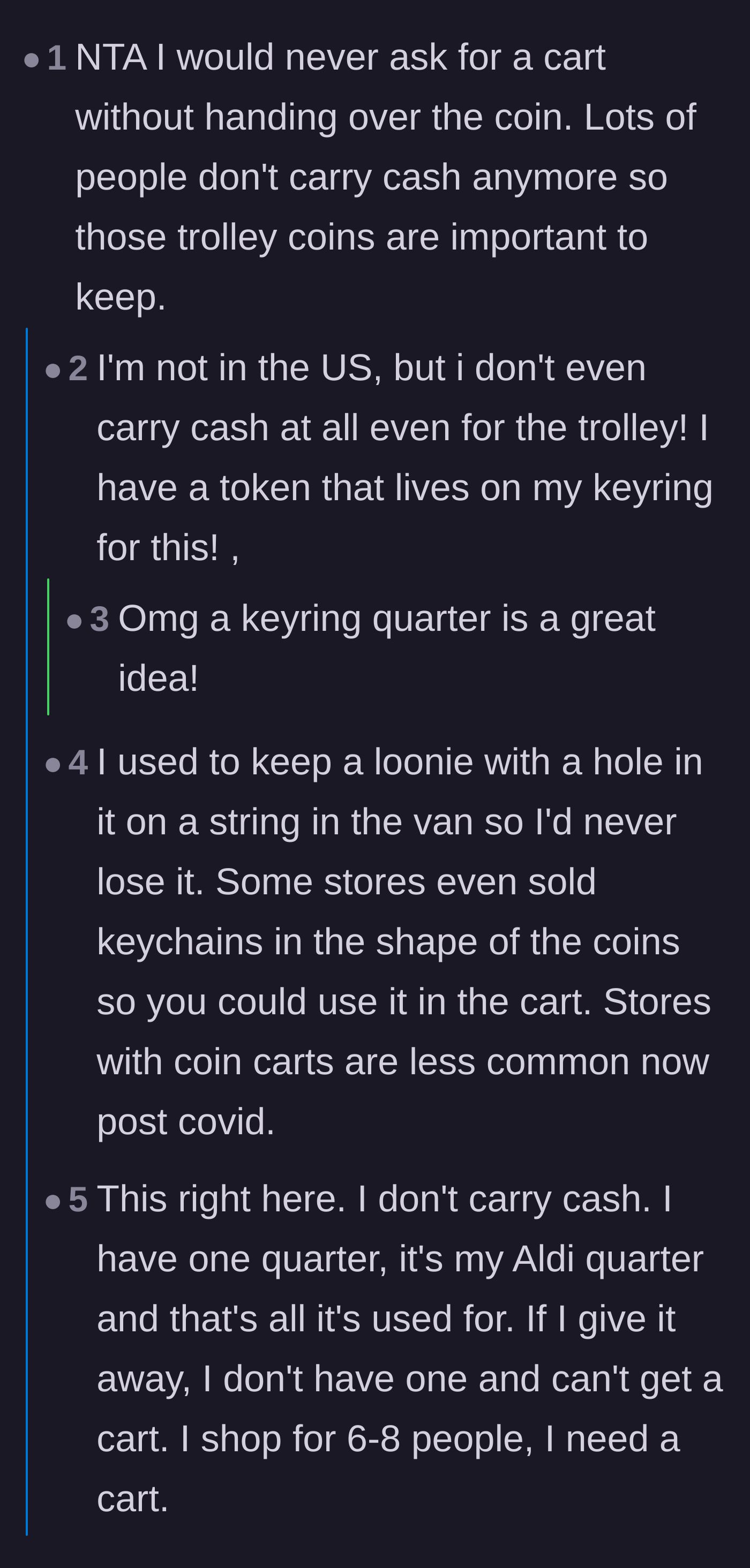 Comment thread 2 - Commenters sharing alternatives to coins, like keychain tokens, and European users laughing at the novelty of the debate.
