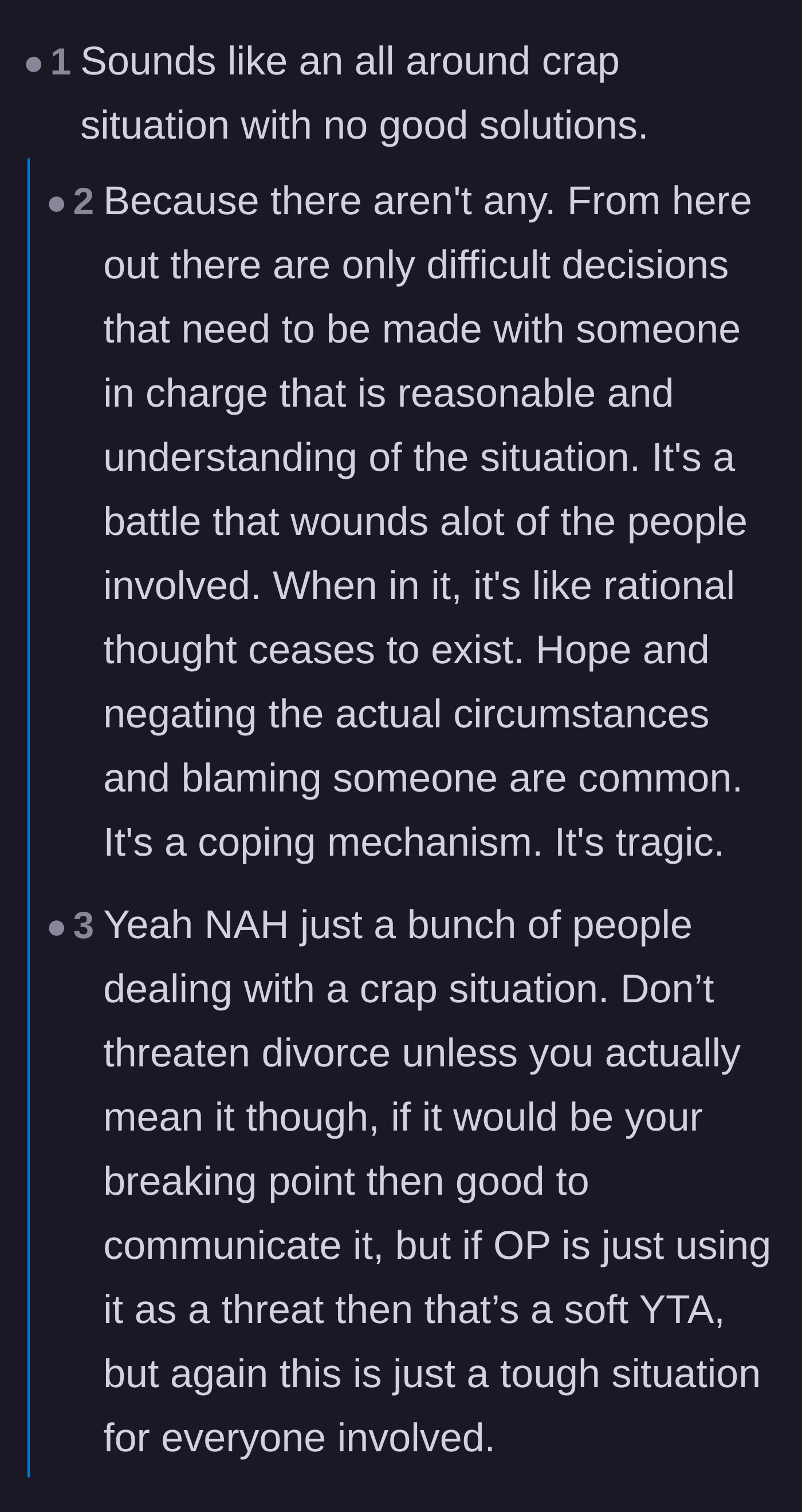 Comment thread 3 - Readers expressing sympathy for the impossible choices faced by the sandwich generation, agreeing there are no good solutions here.