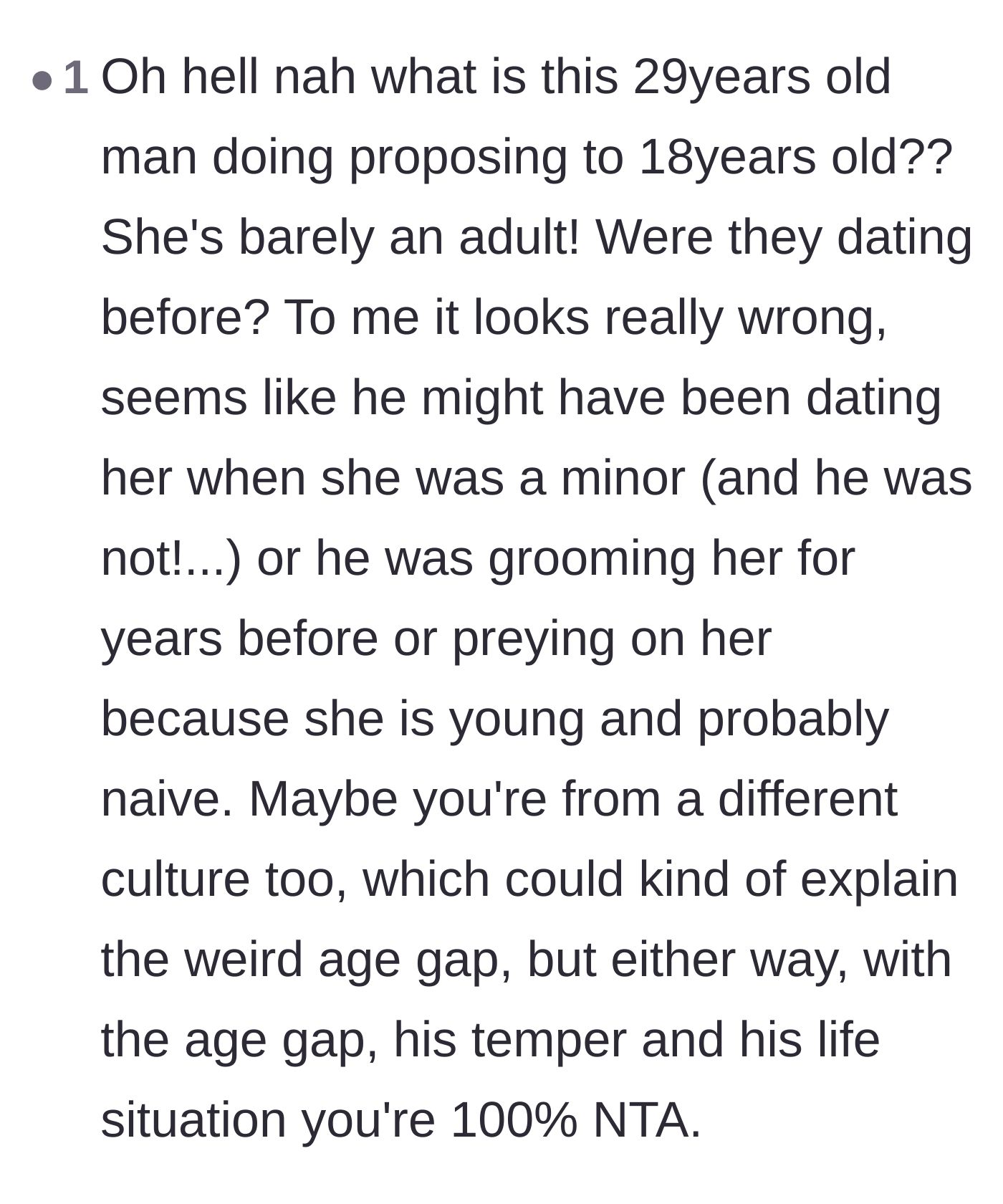 Comment thread 6 - Readers expressing absolute outrage over the concerning 11-year age gap and the suitor's predatory behavior