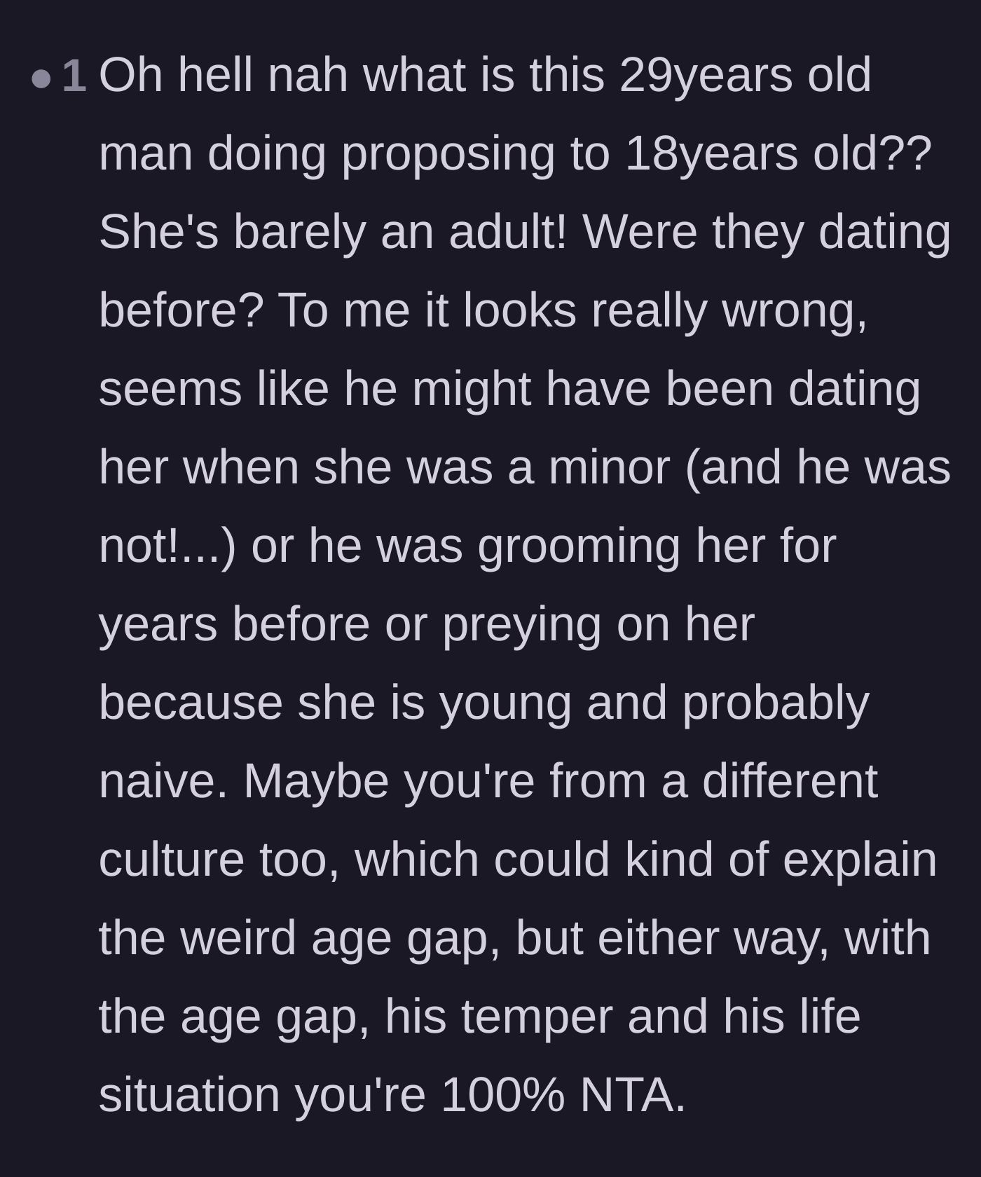 Comment thread 6 - Readers expressing absolute outrage over the concerning 11-year age gap and the suitor's predatory behavior