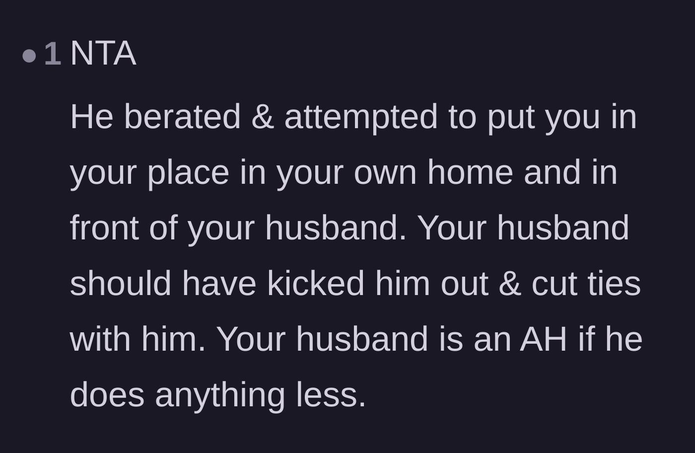 Comment thread 2 - A user pointing out that the husband failed his duty by not throwing the friend out immediately.