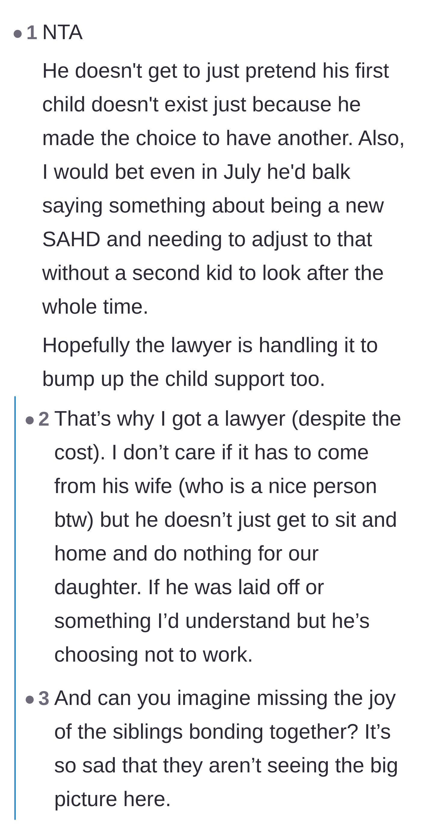 Comment thread 1 - Readers dissecting the father's blatant favoritism and suggesting he fund the daughter's trip to Europe.
