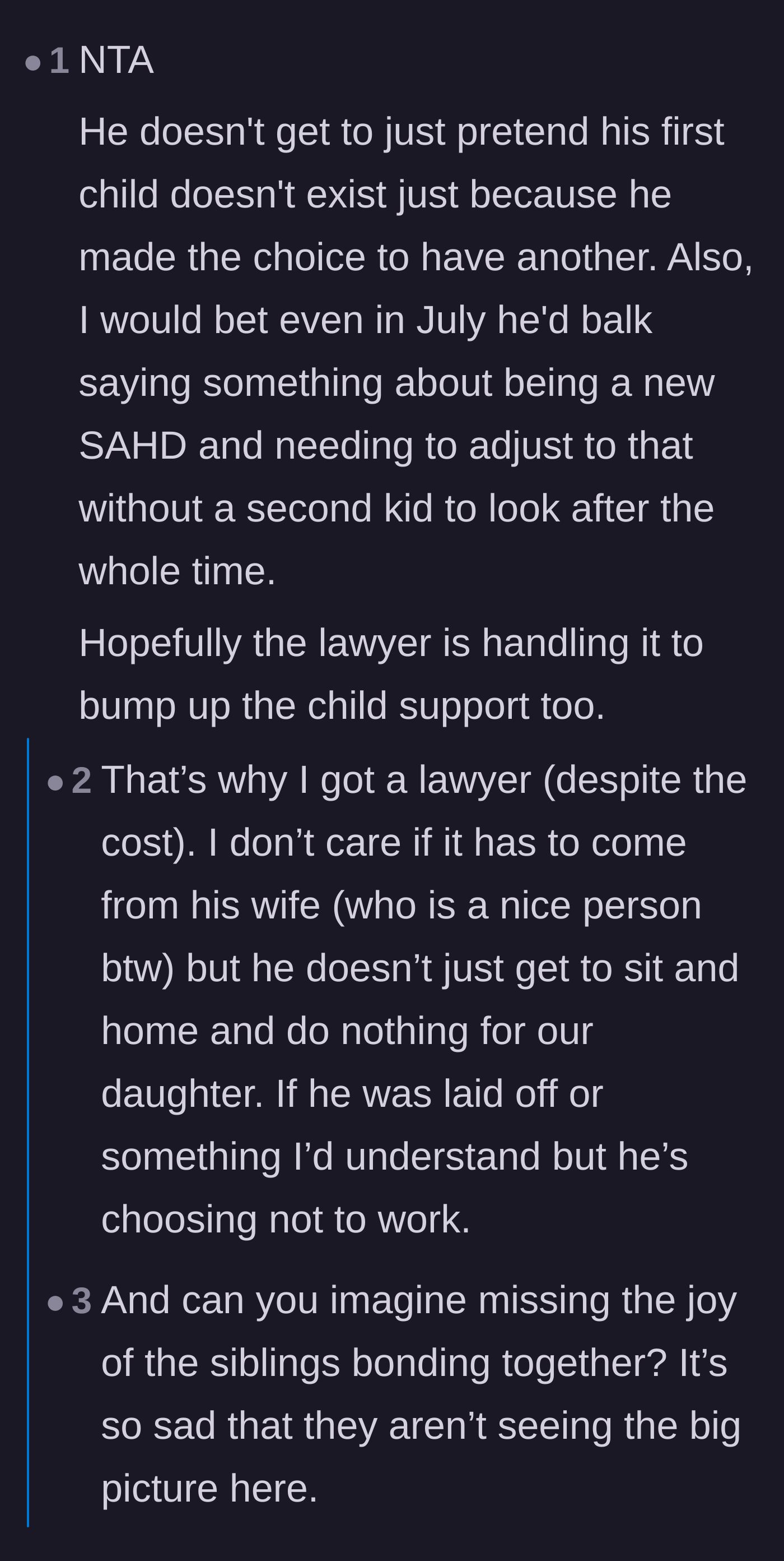Comment thread 1 - Readers dissecting the father's blatant favoritism and suggesting he fund the daughter's trip to Europe.