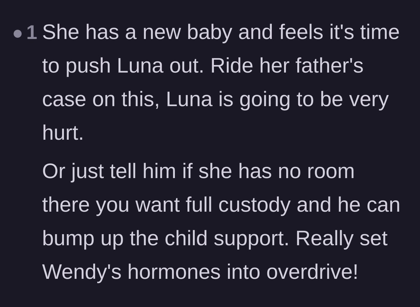 Comment thread 3 - A reader suggesting the mom threaten full custody and child support to check the stepmom's behavior