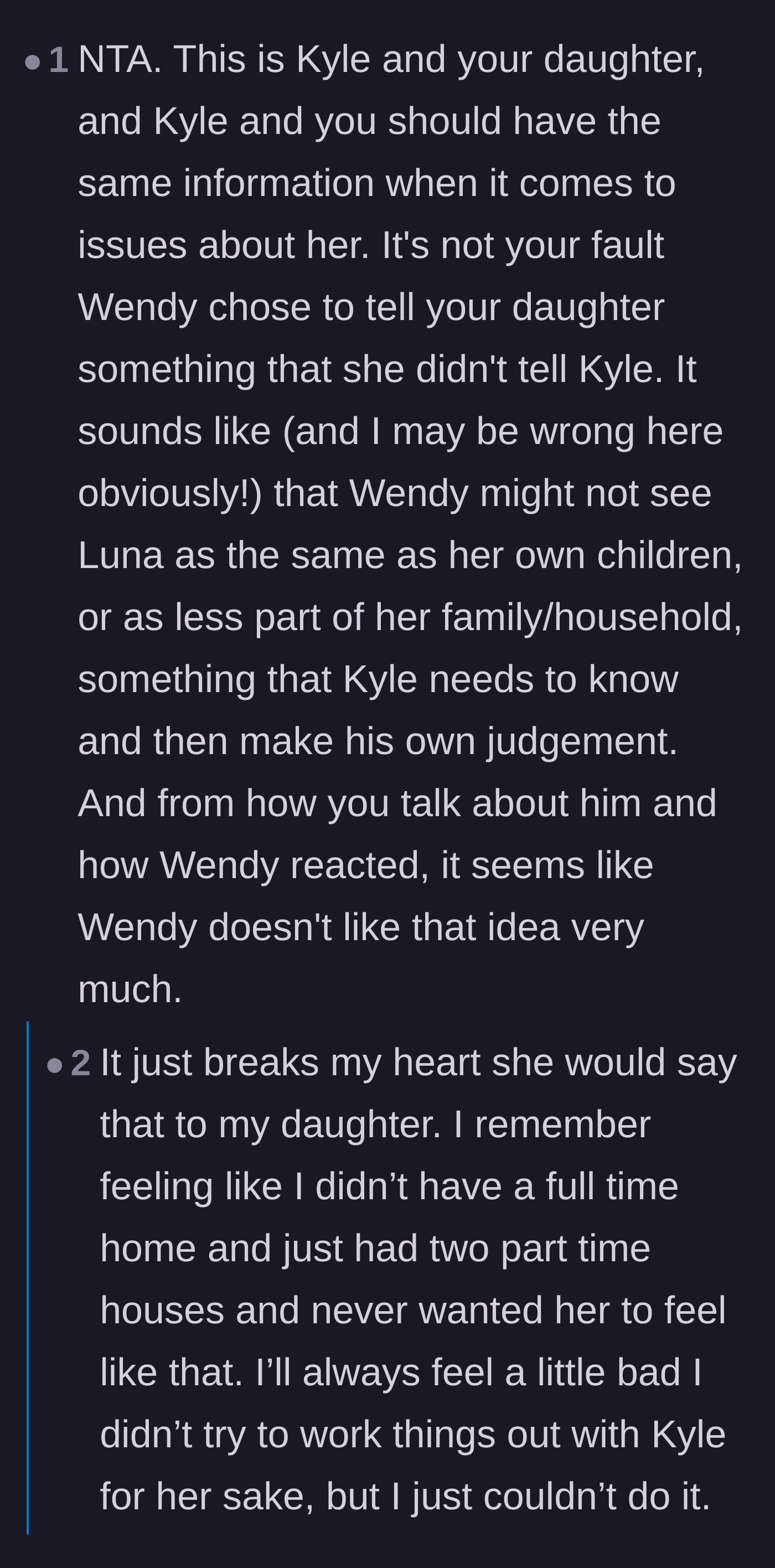 Comment thread 4 - Deep discussion about how the mom modeled healthy boundaries by leaving a toxic marriage instead of staying for the kids