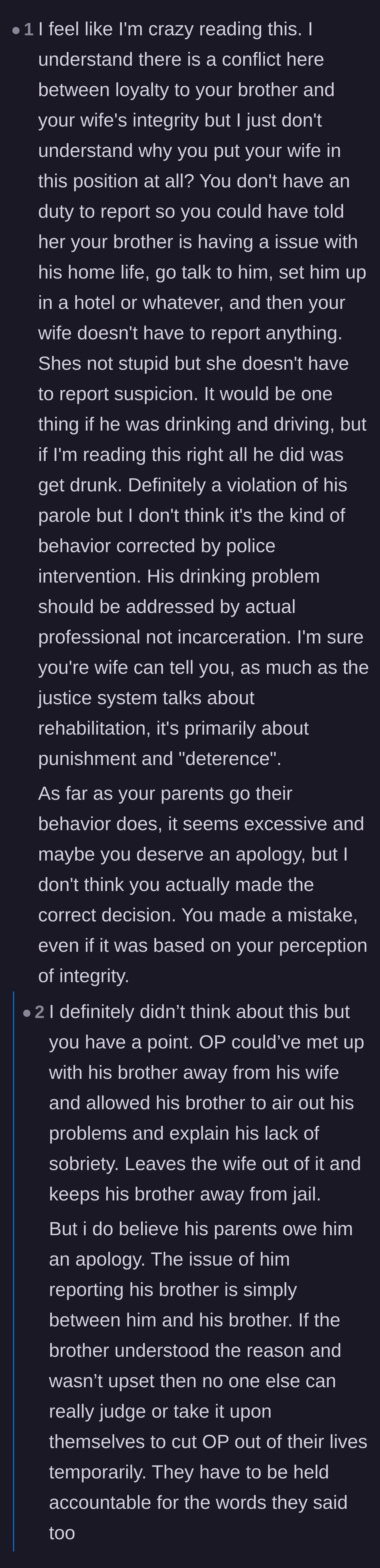 Comment thread 6 - An argument questioning why the author involved his wife at all instead of keeping a secret to protect her career.