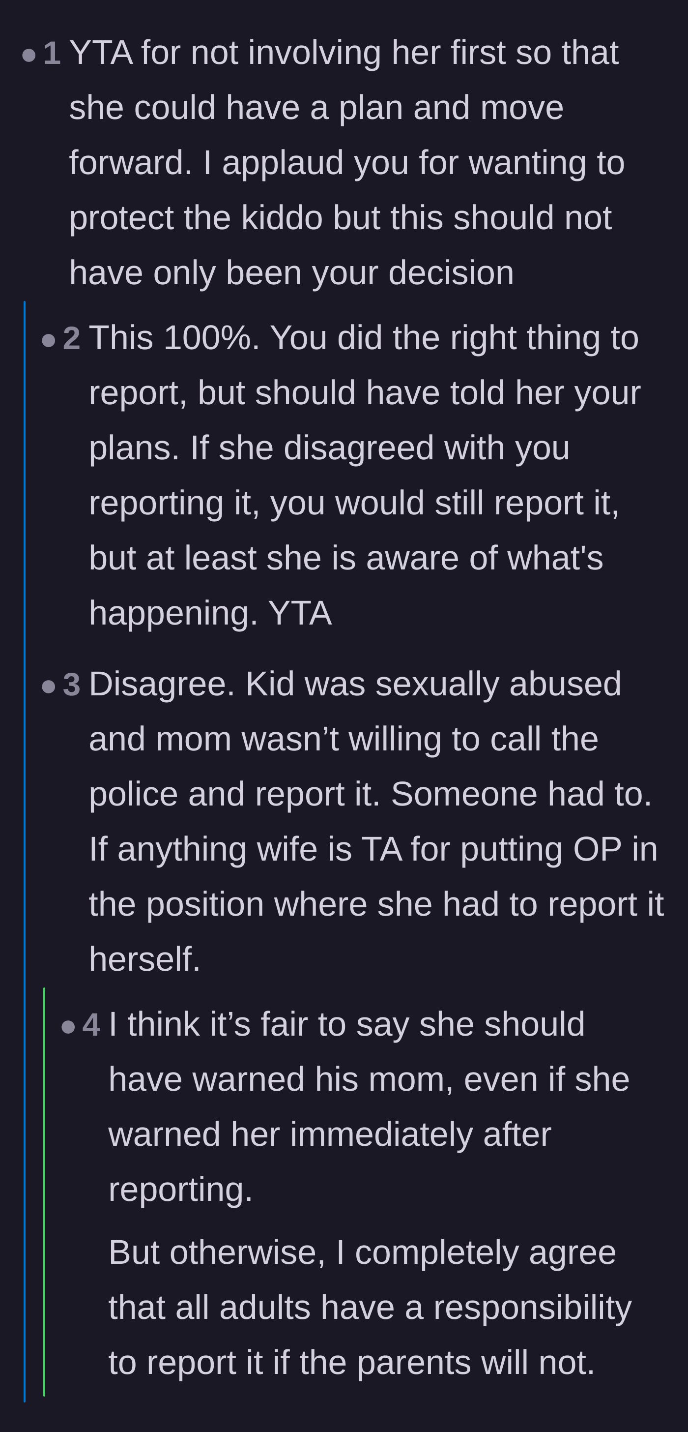 Comment thread 4 - Heavy criticism of the stepmother for blindsiding her wife, pointing out how this lack of communication actively harms the child's legal case.