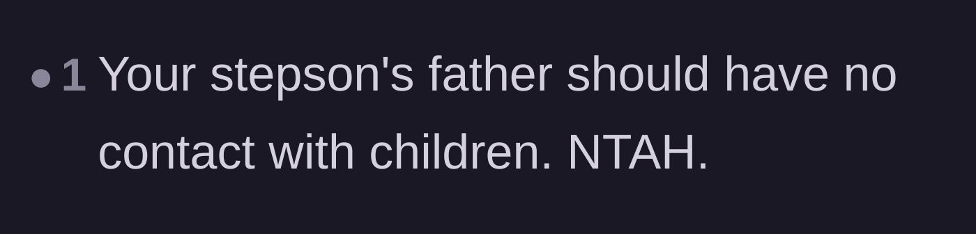 Comment thread 5 - A brief, firm statement arguing that the biological father should immediately lose all access to the child.