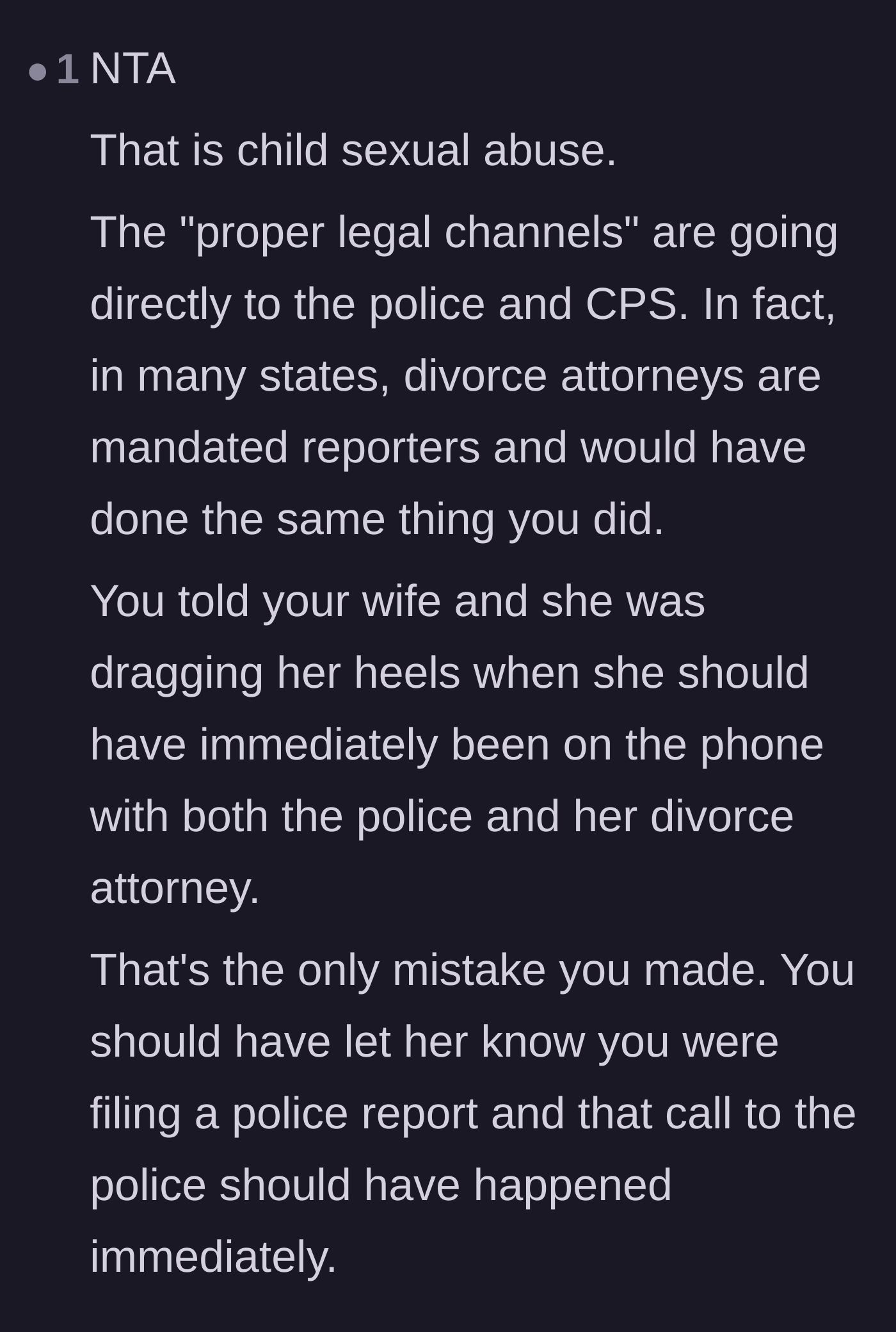 Comment thread 6 - Agreement that calling the police was the only proper legal channel, though a heads-up was still owed to the biological mother.