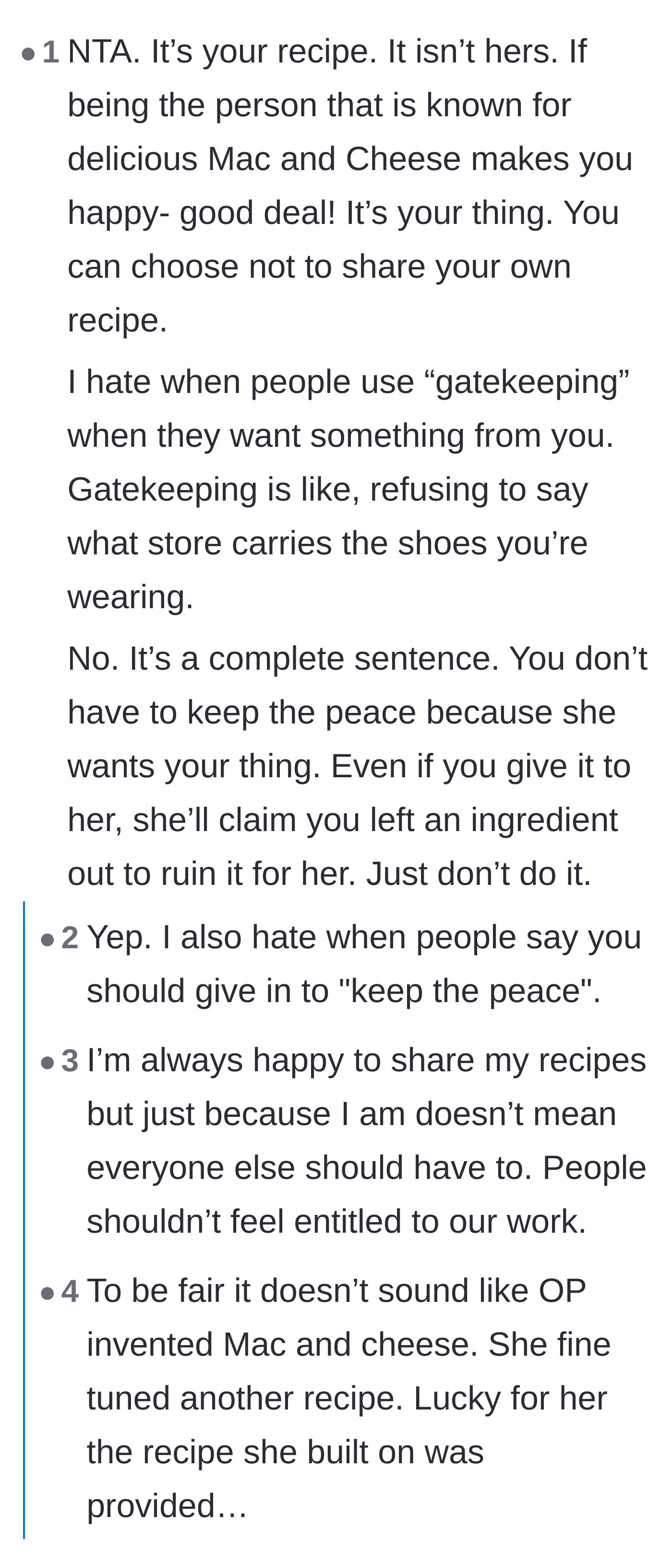 Comment thread 5 - A discussion calling out the sister-in-law's misuse of the word gatekeeping and the brother's toxic demand to keep the peace.
