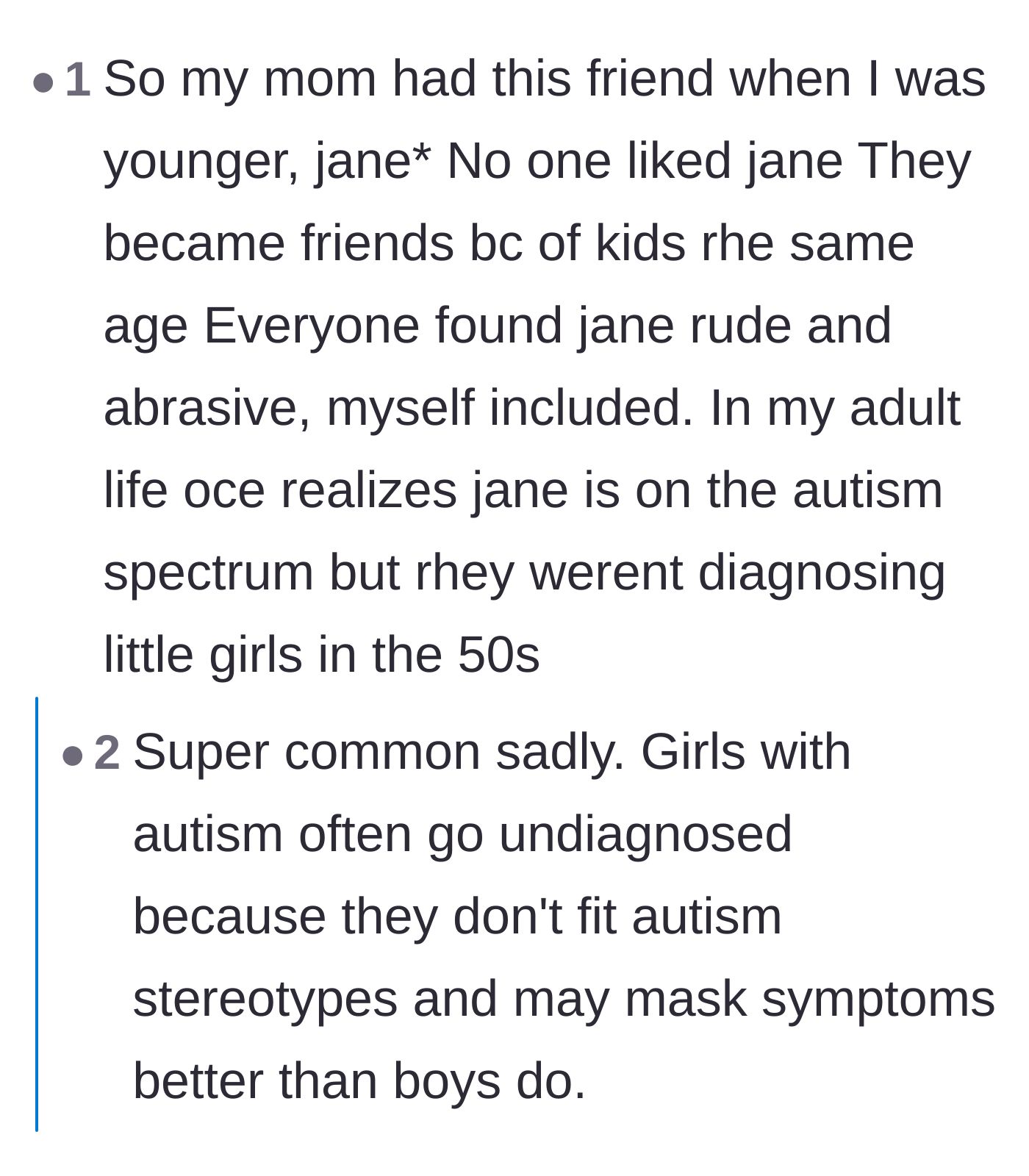 Comment thread 3 - Discussing how the neighbor's lack of social boundaries might stem from being an undiagnosed neurodivergent adult.
