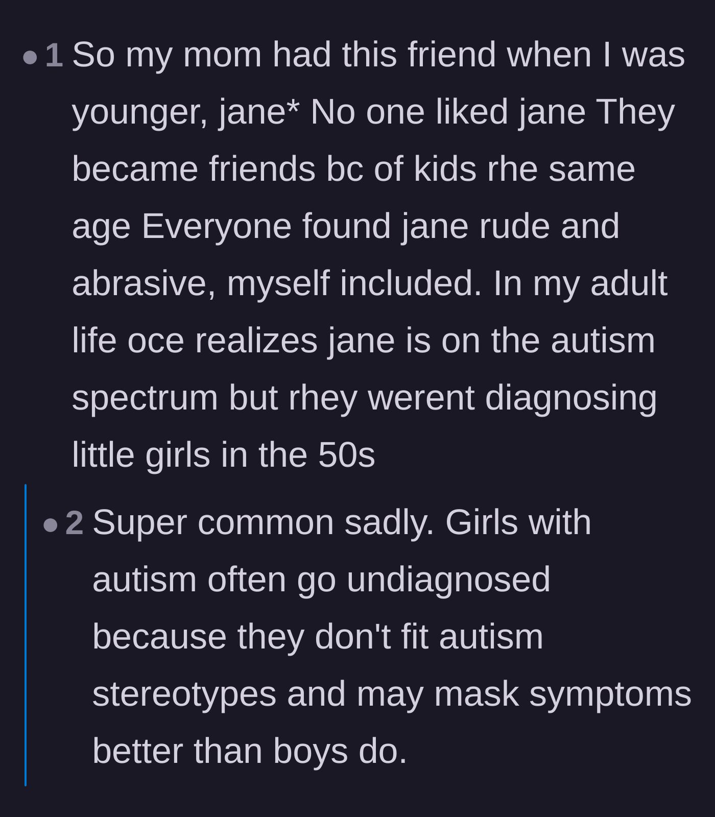 Comment thread 3 - Discussing how the neighbor's lack of social boundaries might stem from being an undiagnosed neurodivergent adult.