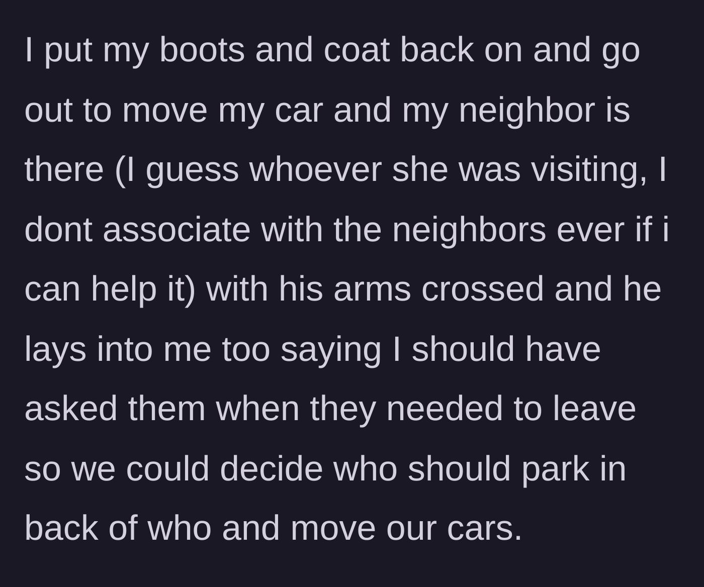 Story part 7 - The main character walking outside to meet the angry guest alongside a disapproving neighbor.