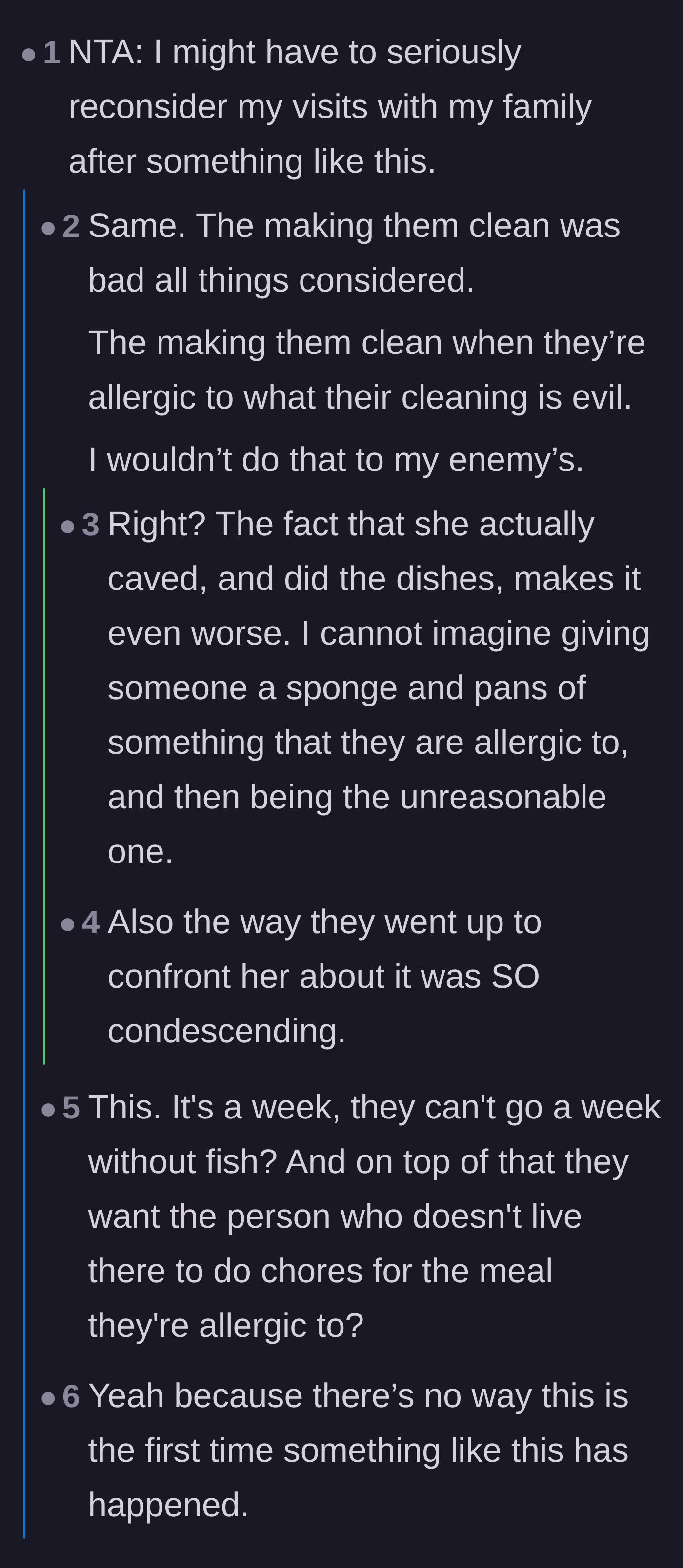 Comment thread 4 - Calling out the father's condescending tone and treating a 26-year-old like a teenager