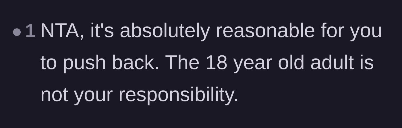 Comment thread 5 - A short comment stating the 18-year-old adult is not the author's responsibility.