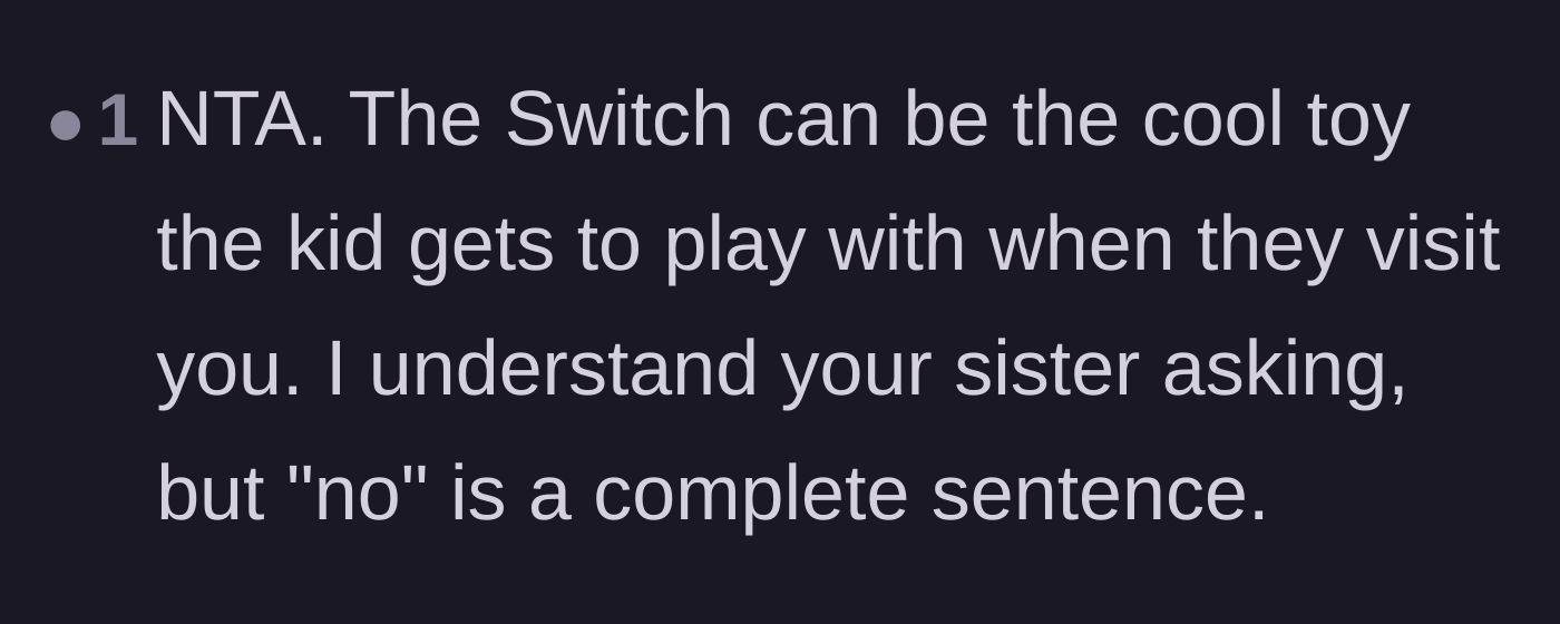 Comment thread 6 - Advice on keeping the console as a special treat for visits and standing firm on saying no.