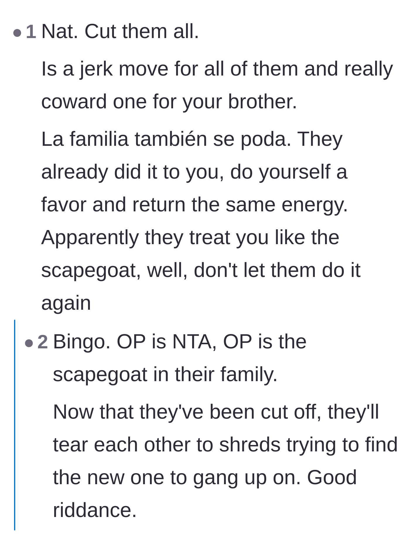 Comment thread 4 - Identifying the author as the classic family scapegoat who needs to protect their peace.