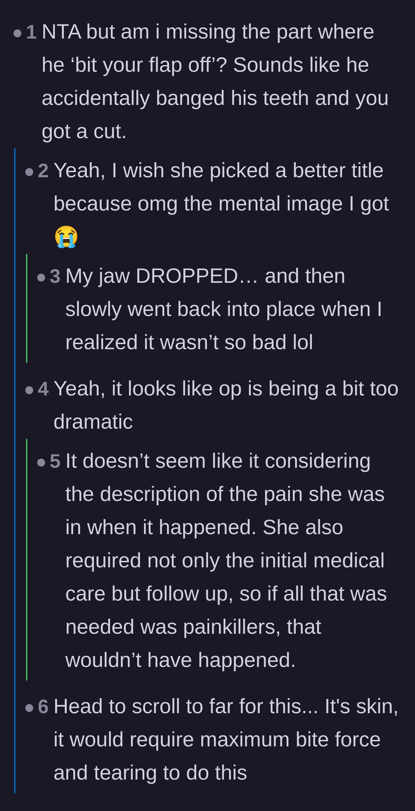 Comment thread 3 - Readers critique the dramatic phrasing of the original title while still validating the severe pain of the injury.