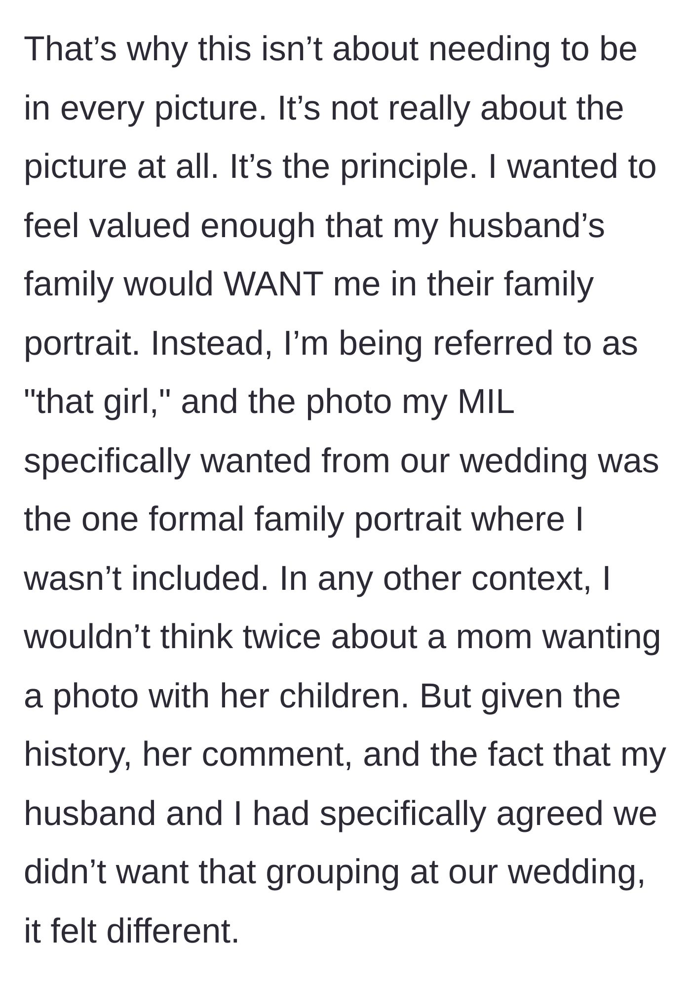 Story part 4 - A sad bride looking at her wedding gallery, realizing the profound emotional weight of being intentionally left out.