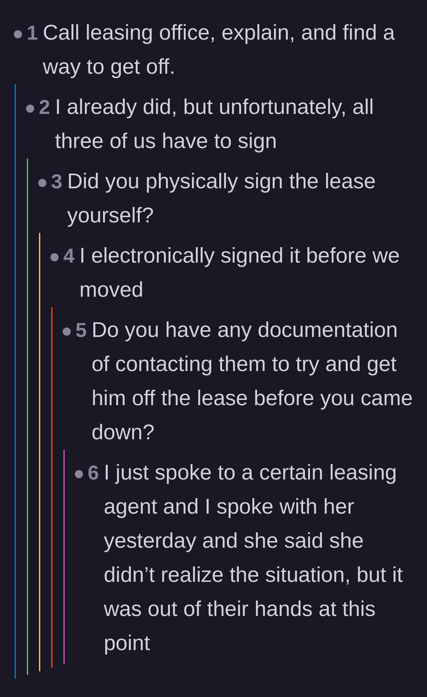 Comment thread 4 - The main character explaining that she already electronically signed the lease and the leasing office is refusing to help.