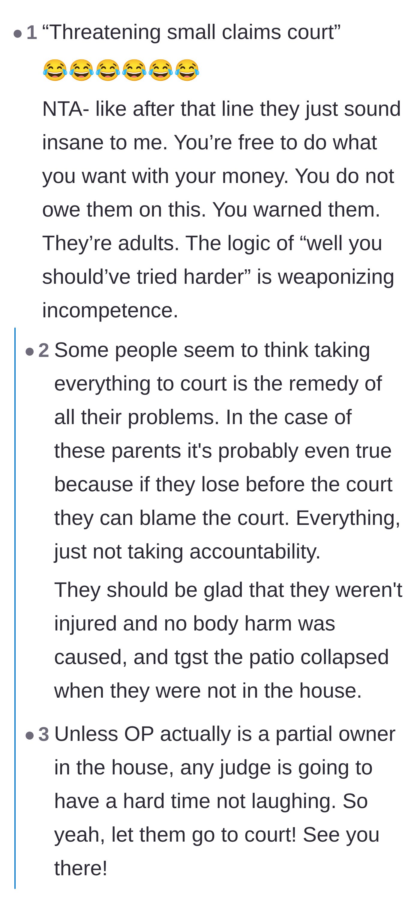 Comment thread 6 - Reactions laughing at the prospect of a judge hearing a lawsuit over chipmunk damage.