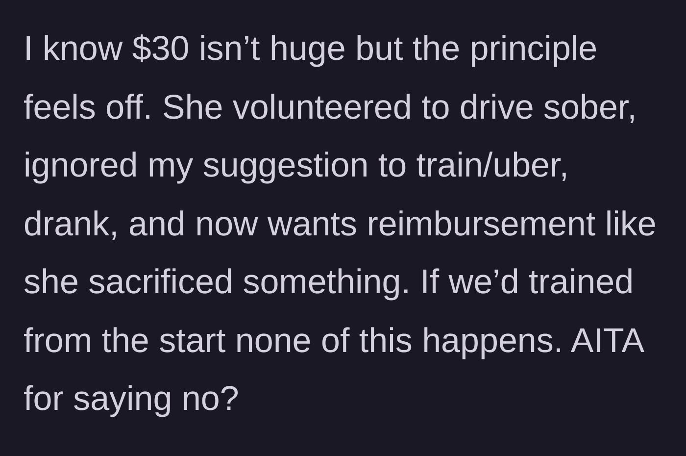 Story part 4 - The narrator reflecting on the situation, emphasizing that refusing to pay is about the principle of the false promise, not the actual amount of money.
