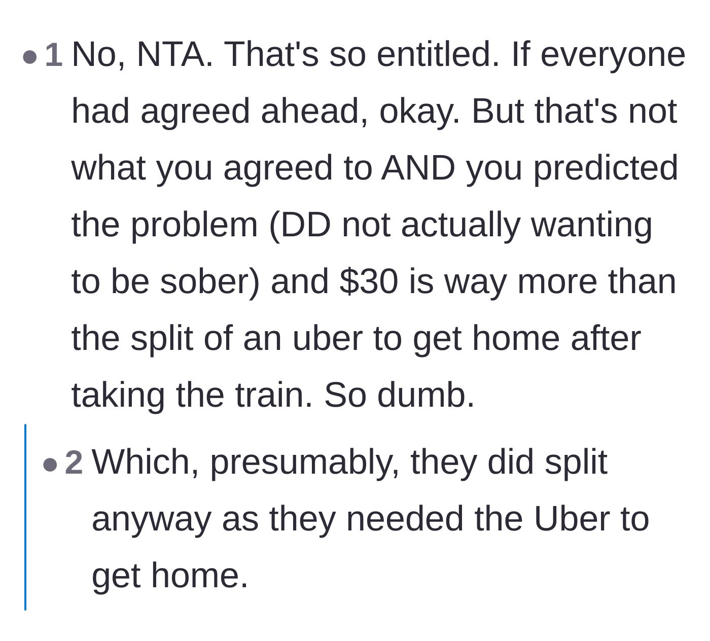 Comment thread 3 - Calling out the friend's entitlement and noting that OP predicted this exact problem.
