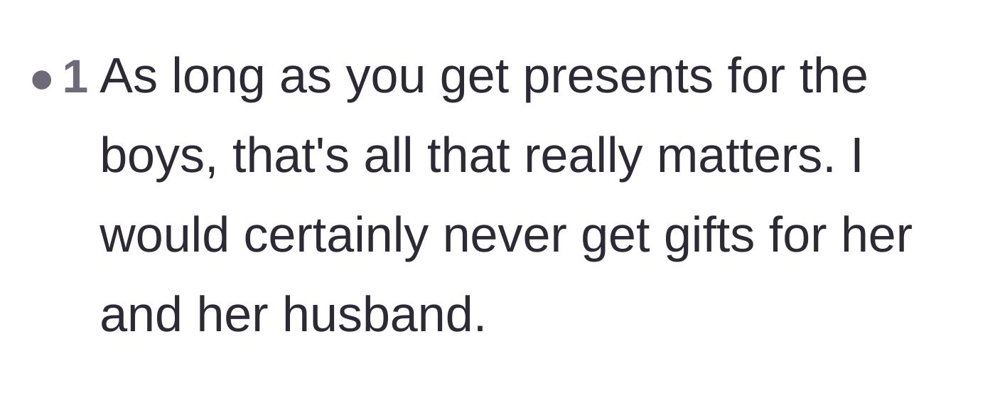 Comment thread 3 - Support for making sure the nephews were still taken care of despite the parents' lazy behavior.