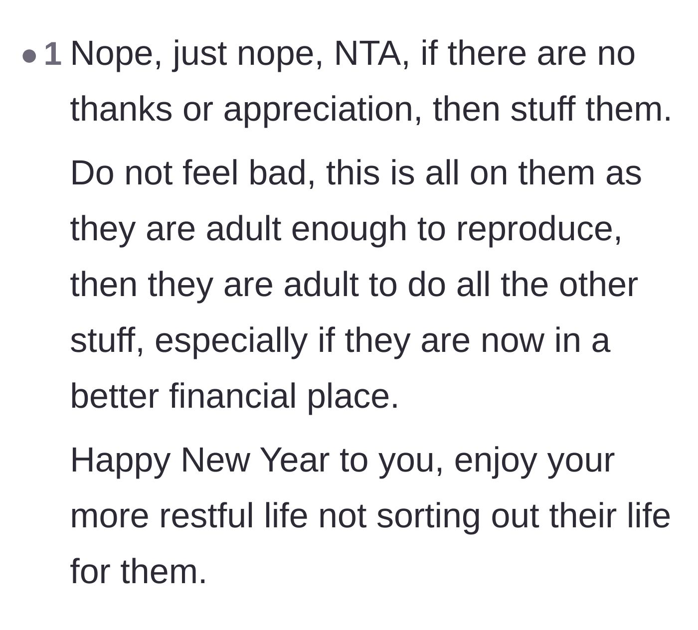 Comment thread 4 - A fiery rant about how adults who choose to have children need to step up and take responsibility for them.