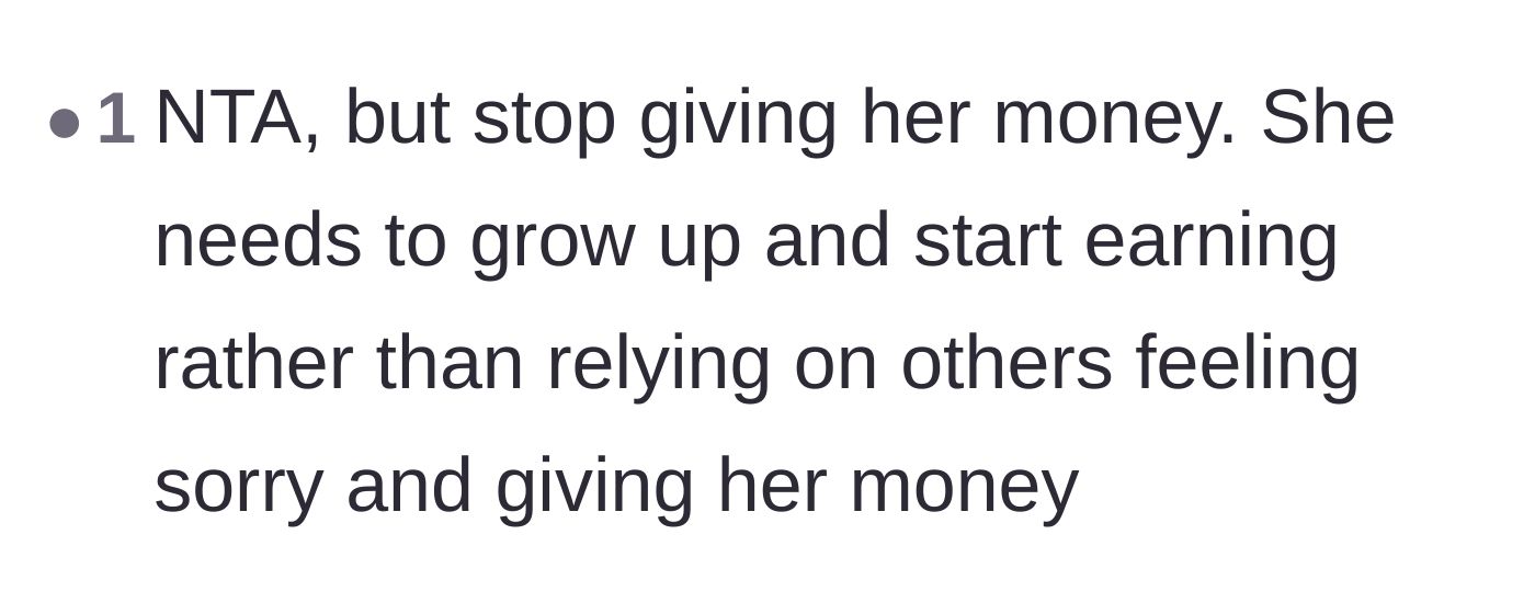 Comment thread 3 - Blunt advice telling the author to stop being a sucker and cut the financial cord