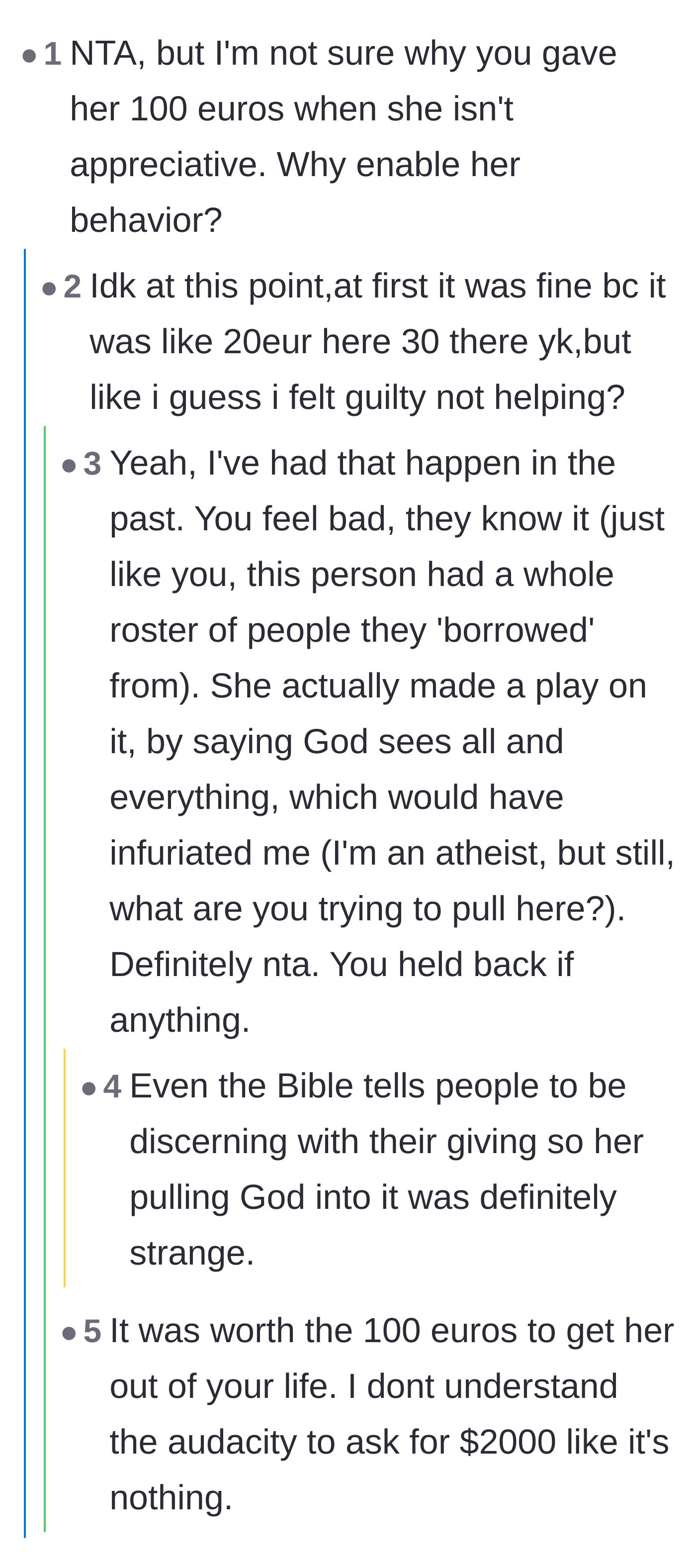 Comment thread 6 - Breaking down how small loans snowballed into a massive demand and calling out the religious guilt trip