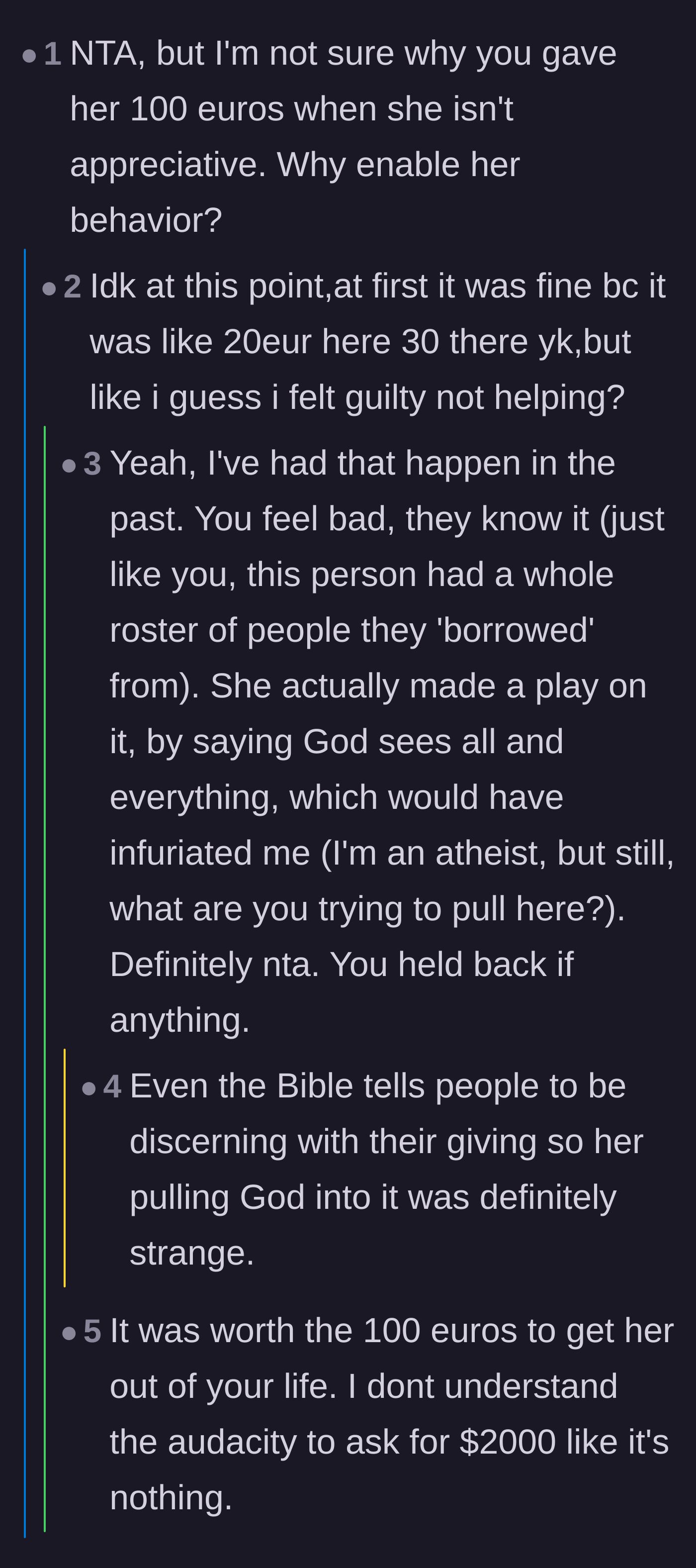 Comment thread 6 - Breaking down how small loans snowballed into a massive demand and calling out the religious guilt trip