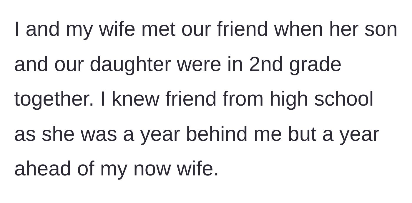 Story part 1 - A brief background detailing how the hosts have known their friend since high school, a connection that carried over to their kids.