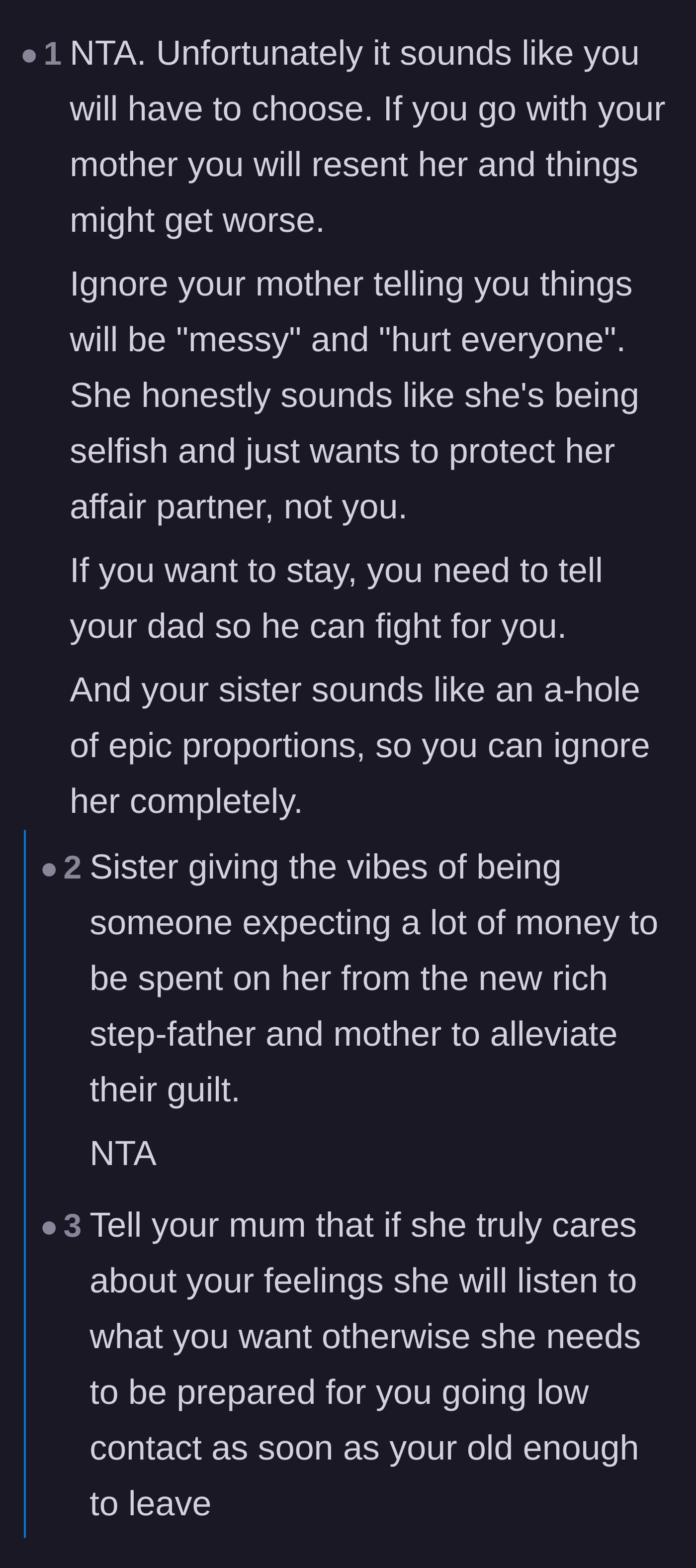 Comment thread 4 - Criticism of the sister's behavior, suspecting she is blinded by the new fiancé's wealth and abandoning her father