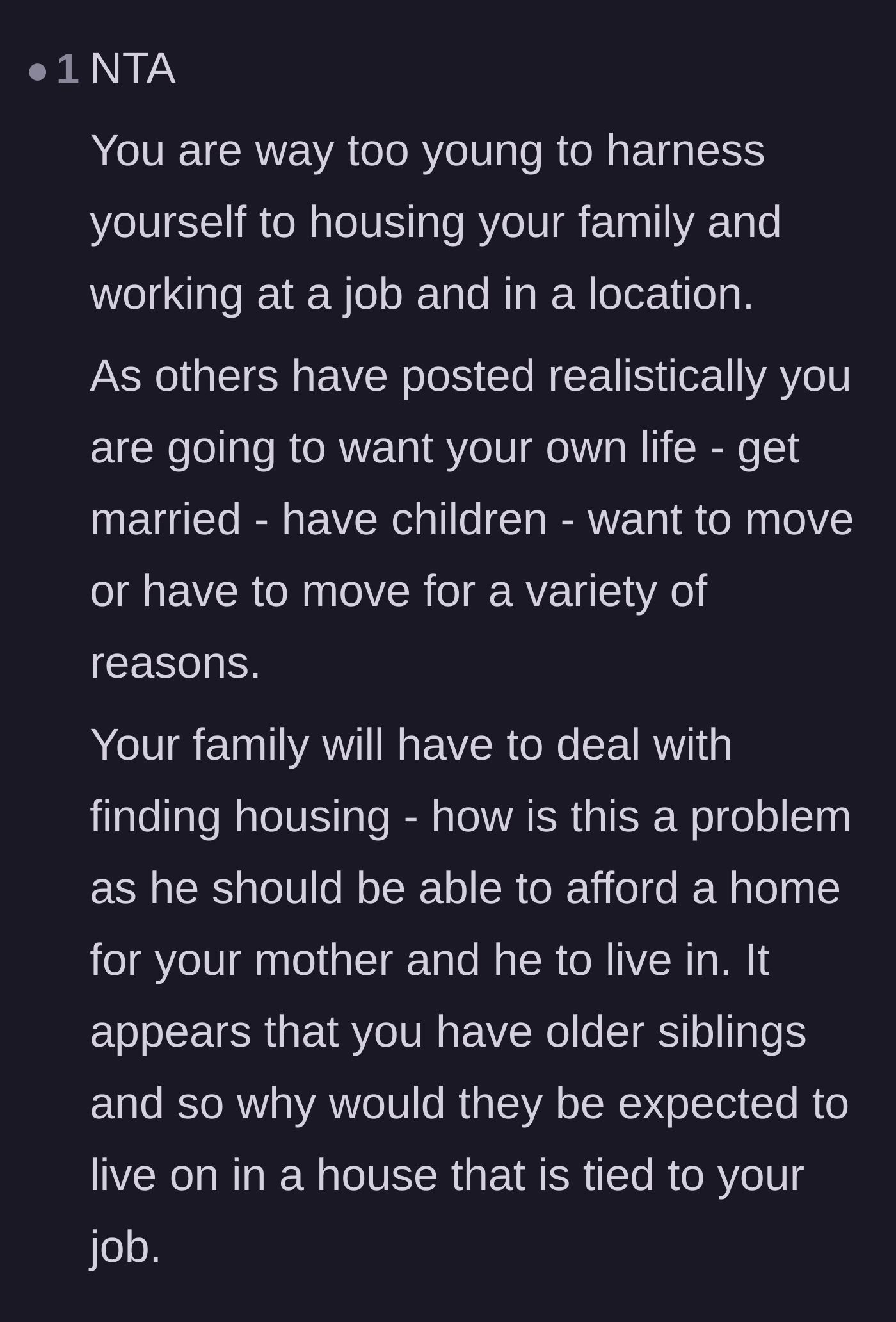 Comment thread 6 - Questioning why older siblings aren't expected to take on this burden and emphasizing the teenager's right to their own life.